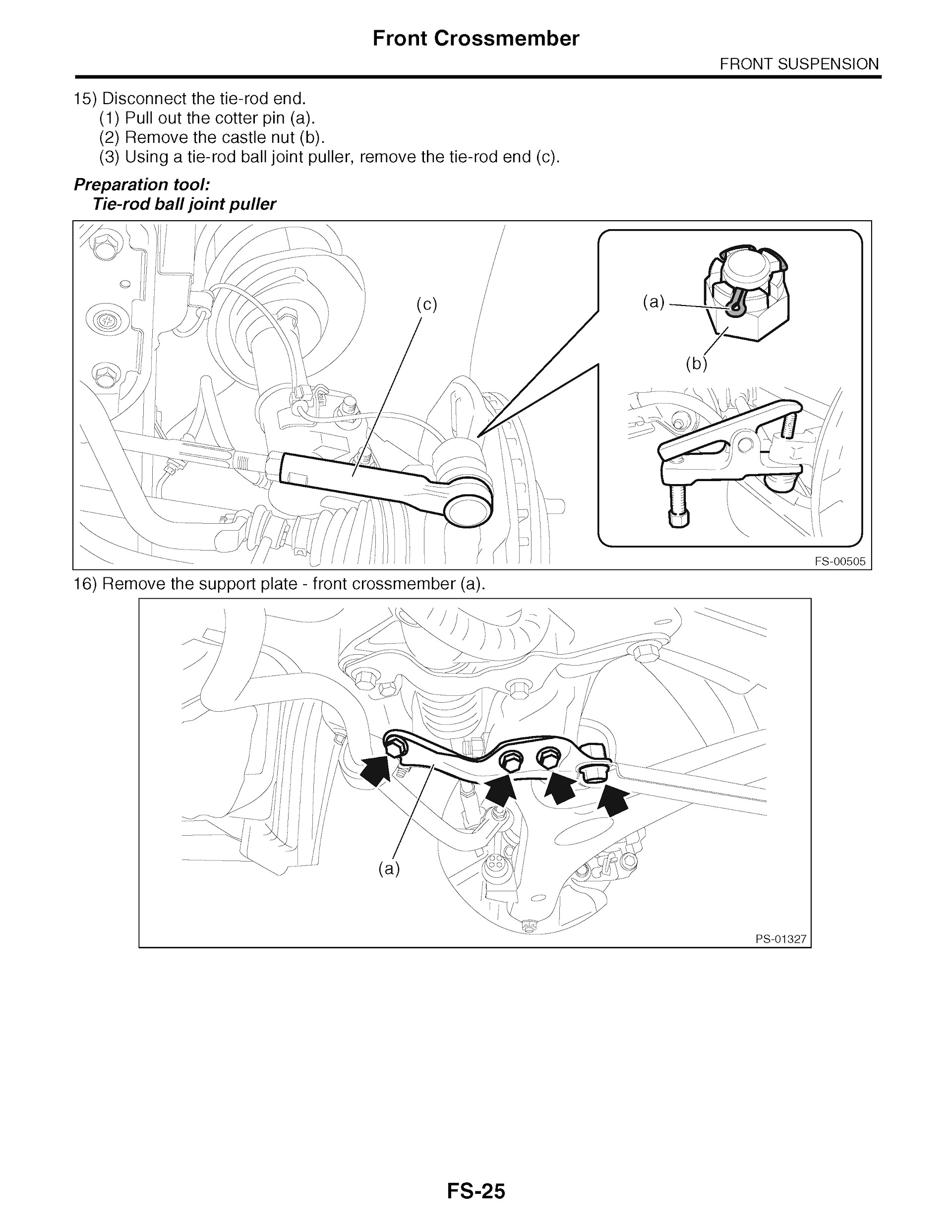 2013 Subaru Impreza & XV Crosstrek Repair Manual, Front Suspension Removal