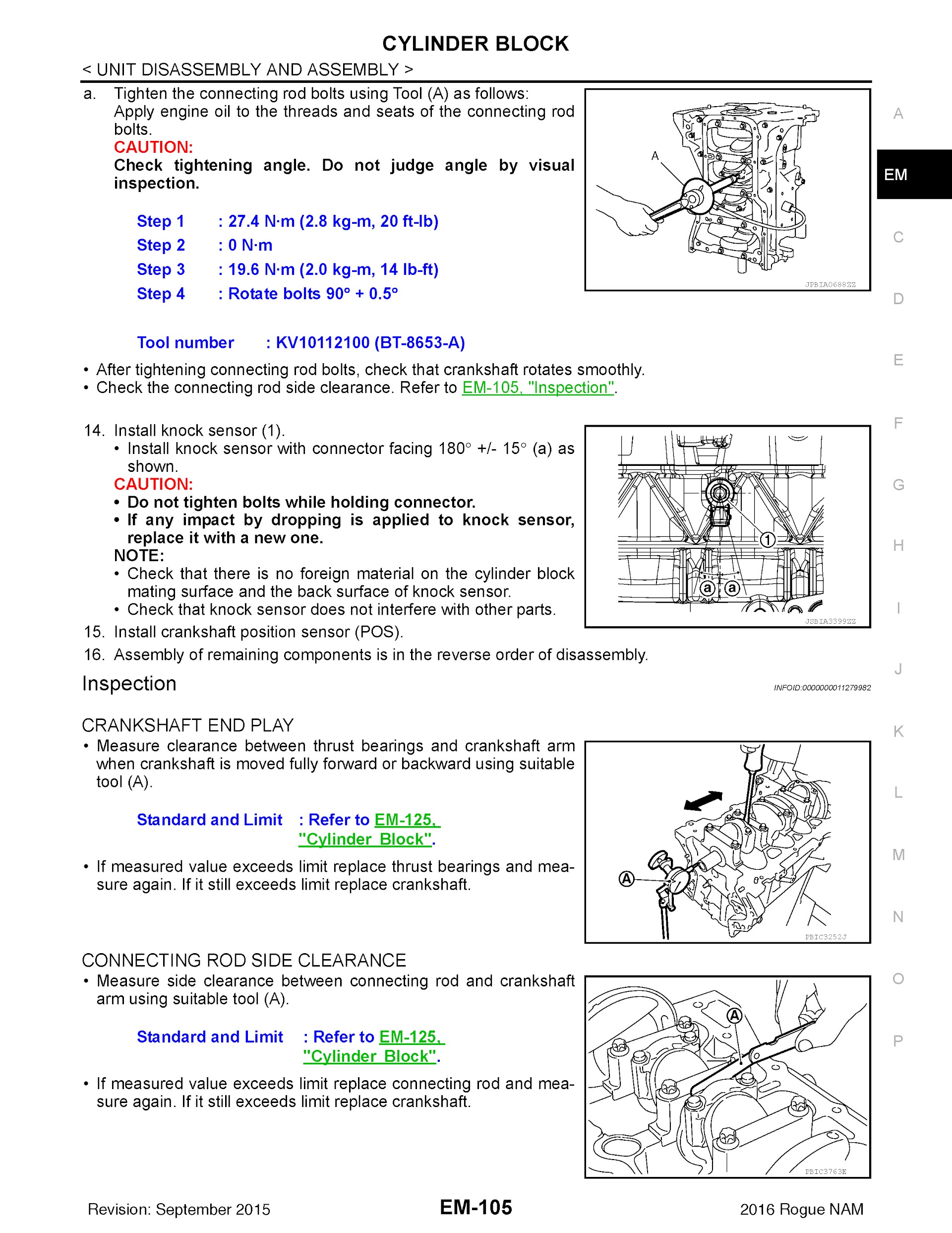 2016 Nissan Rogue T32 Repair Manual, Engine Unit, Cylinder Block