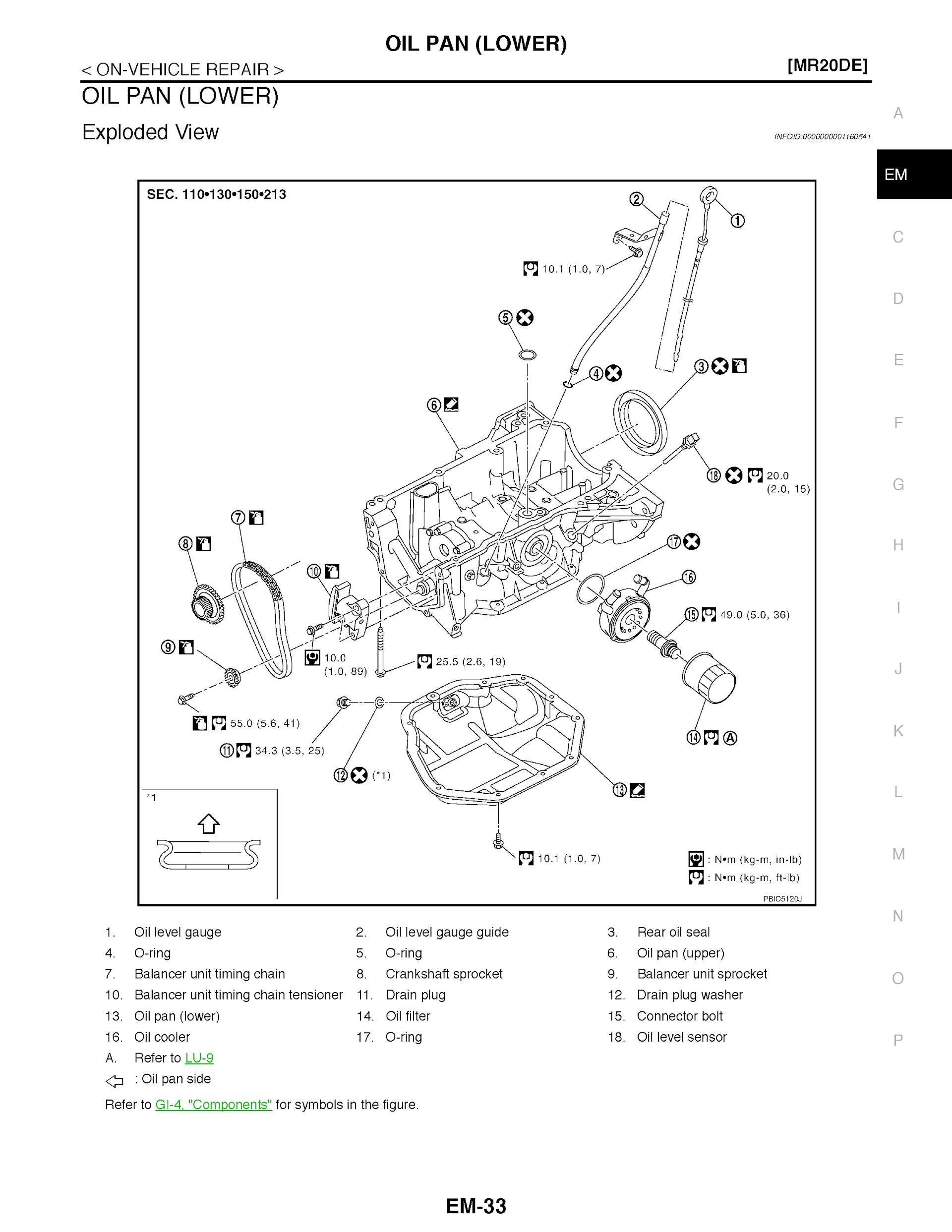 Nissan X-Trail T31 Repair Manual, Oil Pan Components