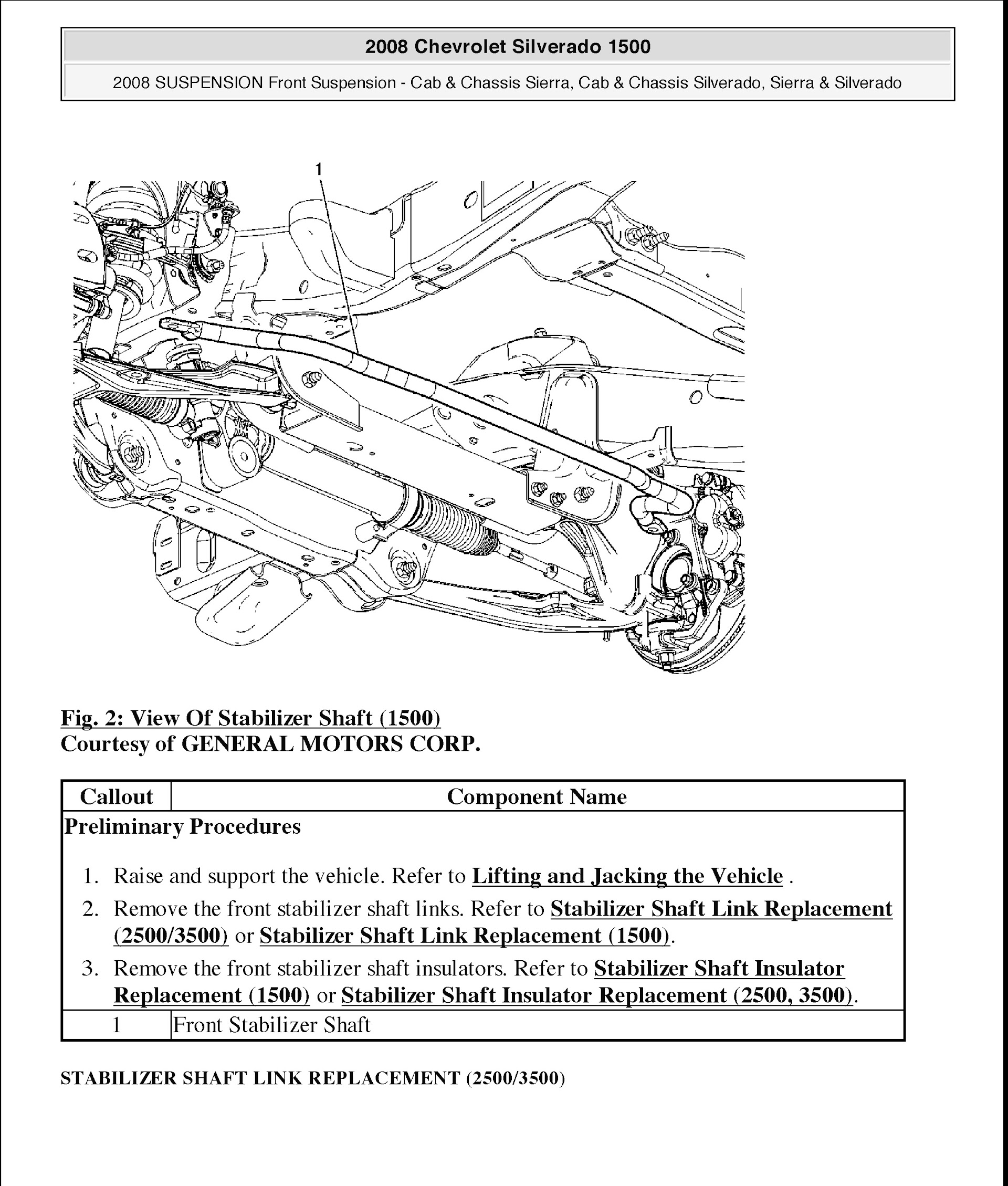Chevrolet Silverado 1500 Repair Manual, Front Suspension