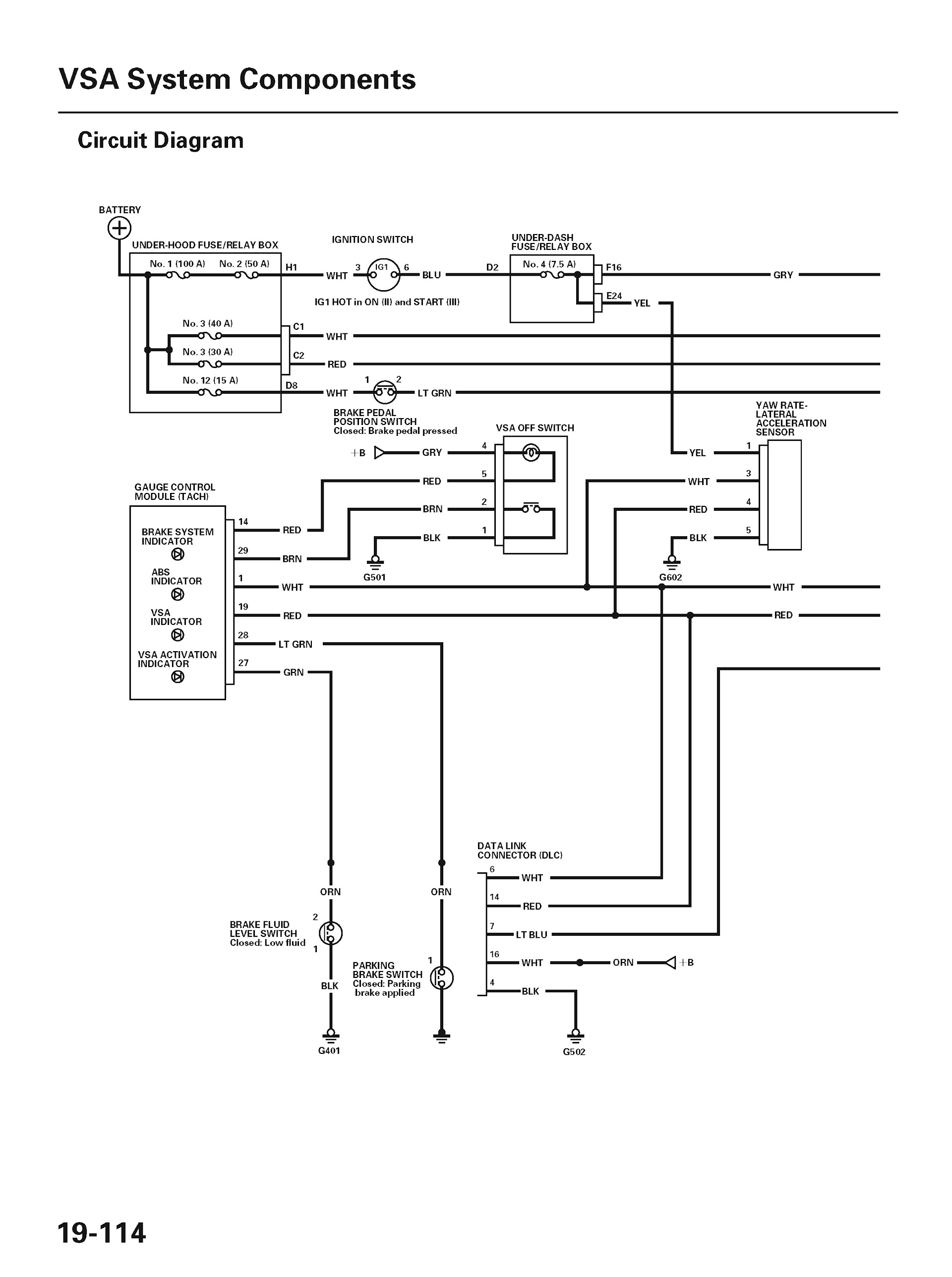 2009 Acura CSX Repair Manual, Wiring Diagram, VSA System Components