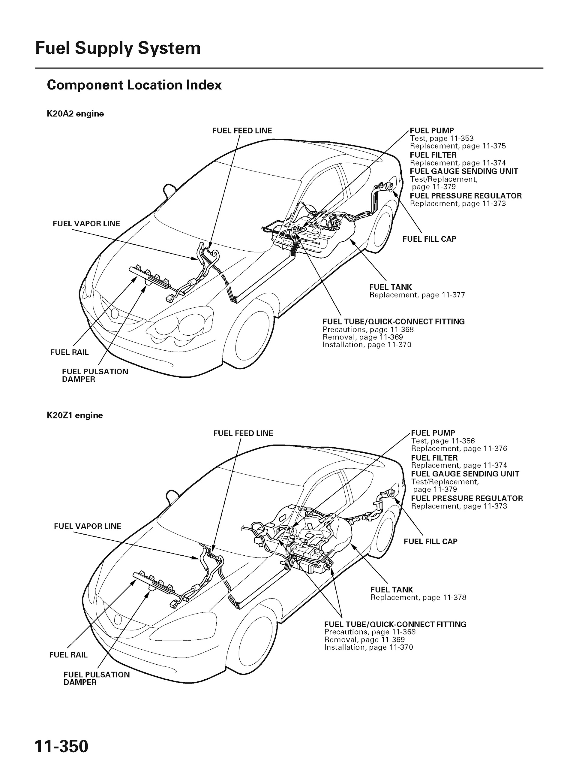 2006 Acura RSX Repair Manual, fuel supply system