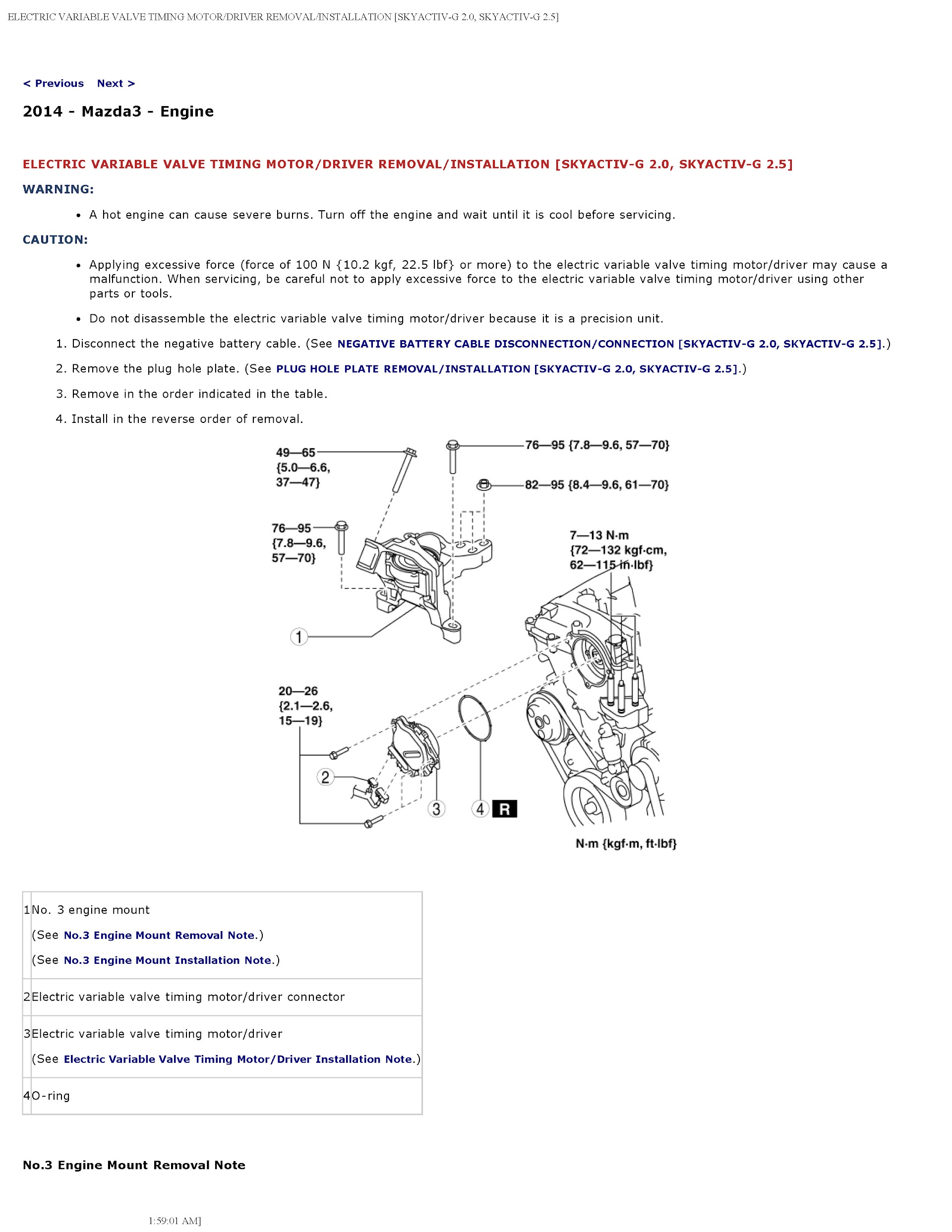 2014 Mazda Mazda3 Repair Manual, Engine