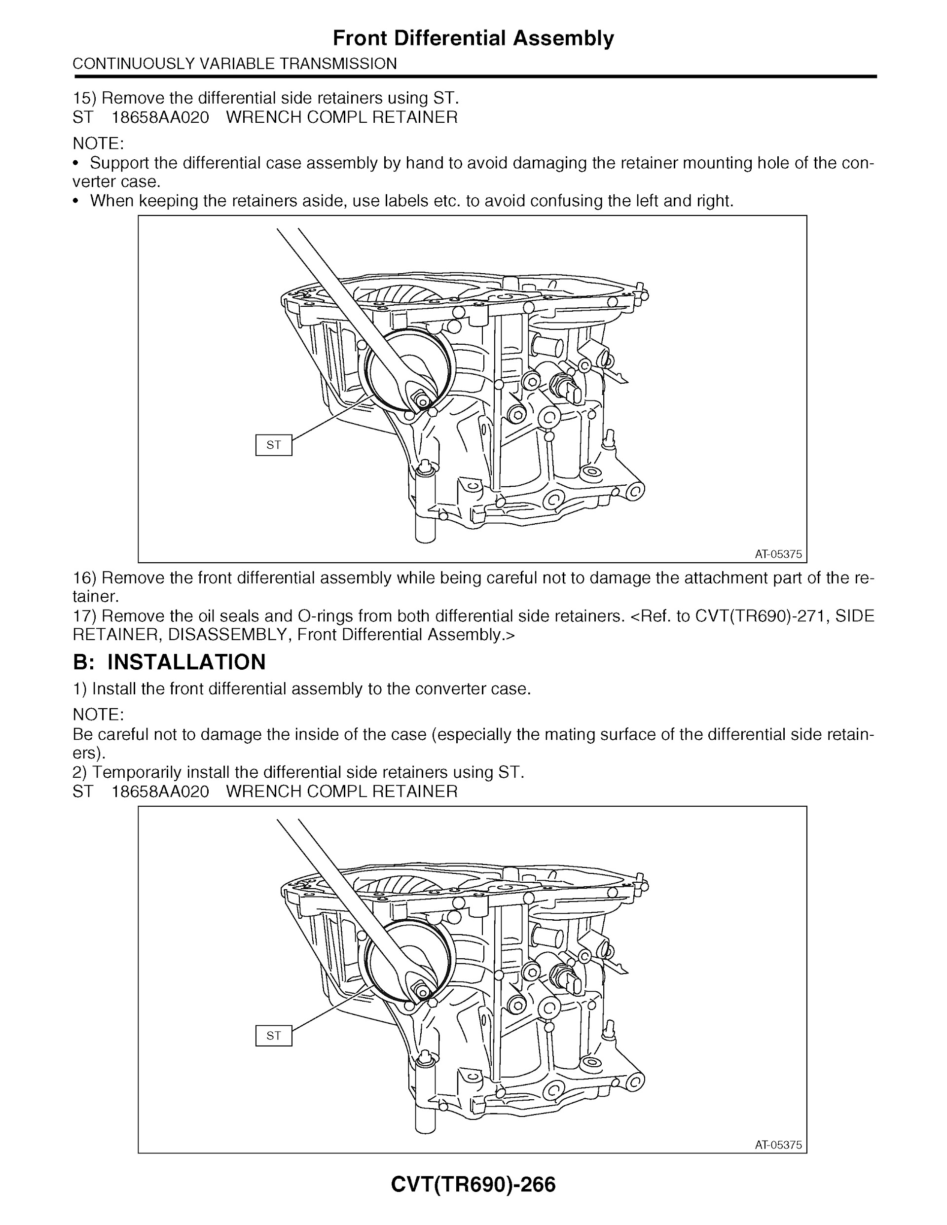 2014 Subaru Forester Repair Manual Front Differential Assembly