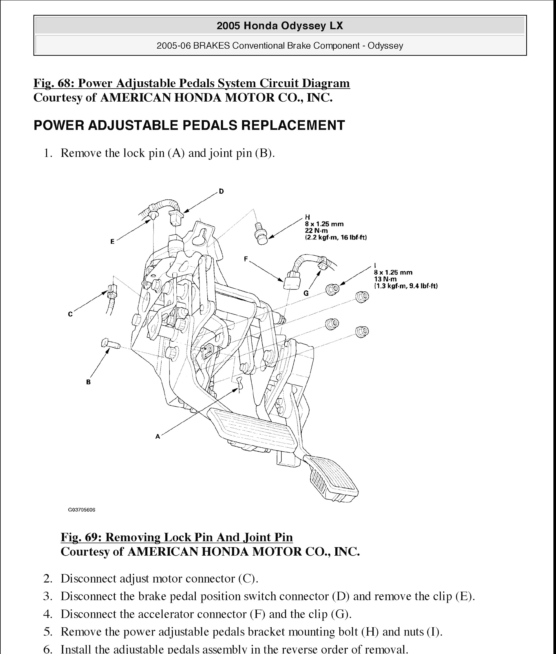 2009 Honda Odyssey Repair Manua, Pedal System Circuit Diagram