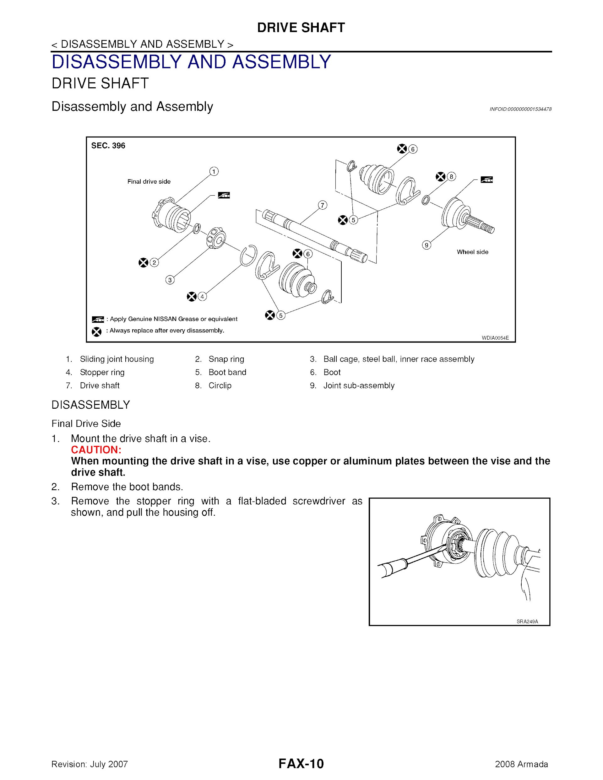 2008 Nissan Armada Repair Manual, Drive Shaft