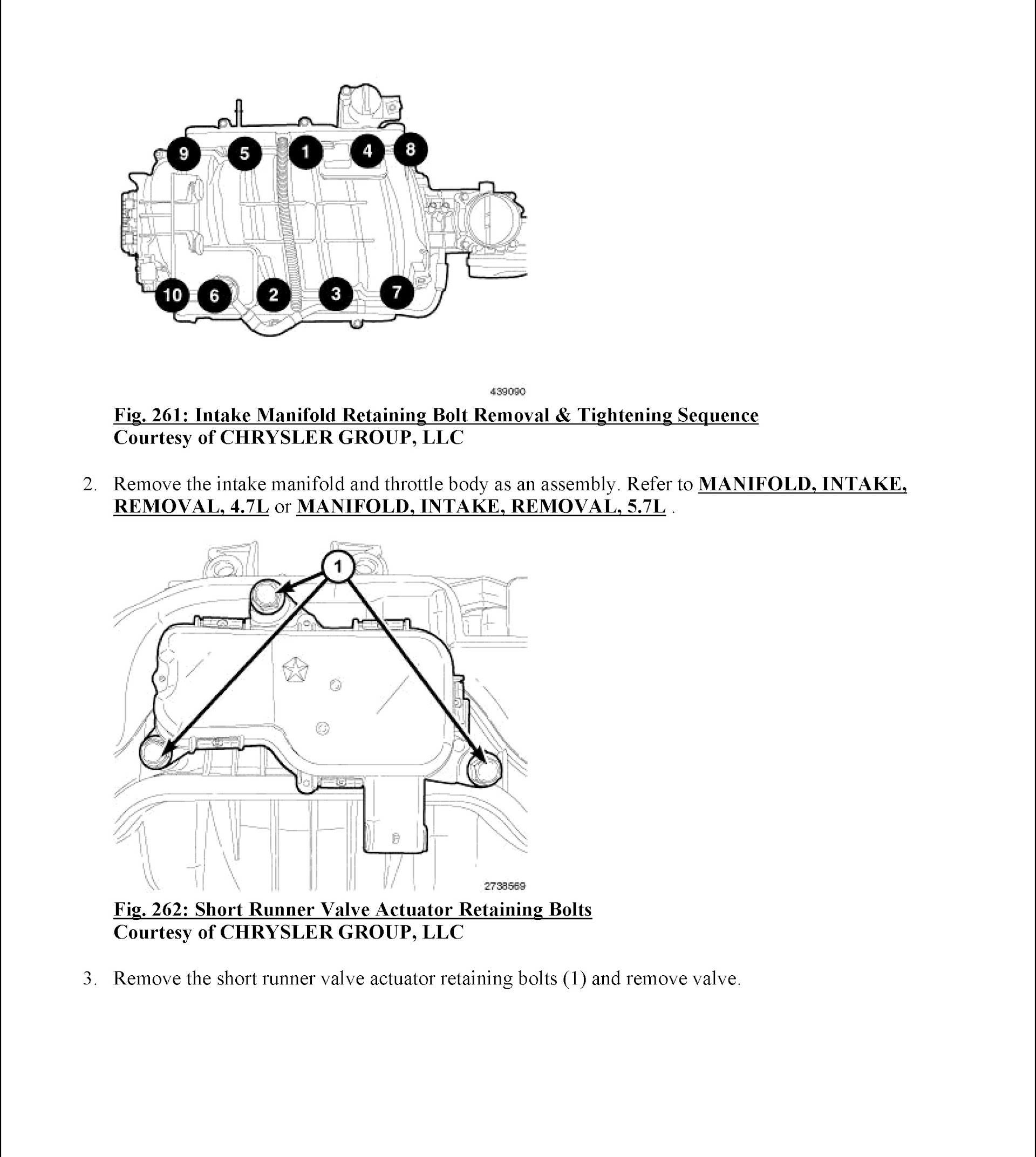 2012 Dodge RAM 3500 2500 Repair Manual, Intake Manifold