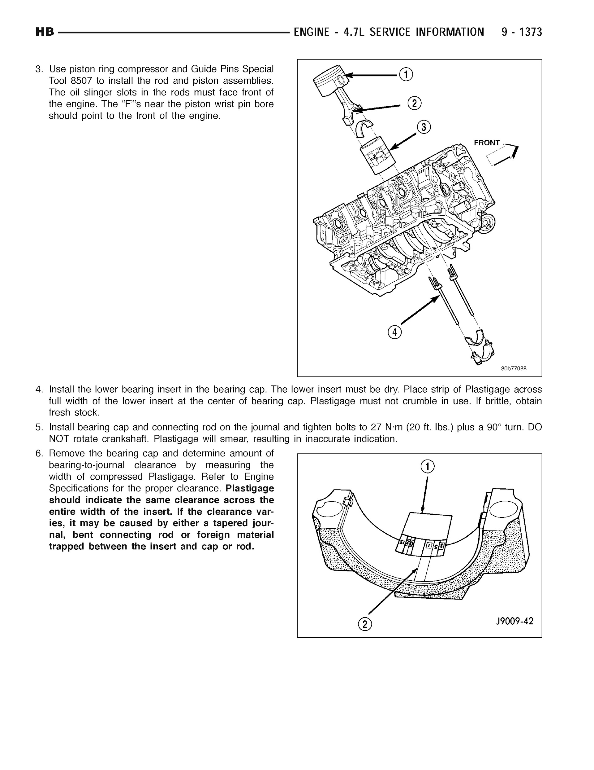 2004-2006 Dodge Durango Repair Manual, Engine 4.7L Service Information
