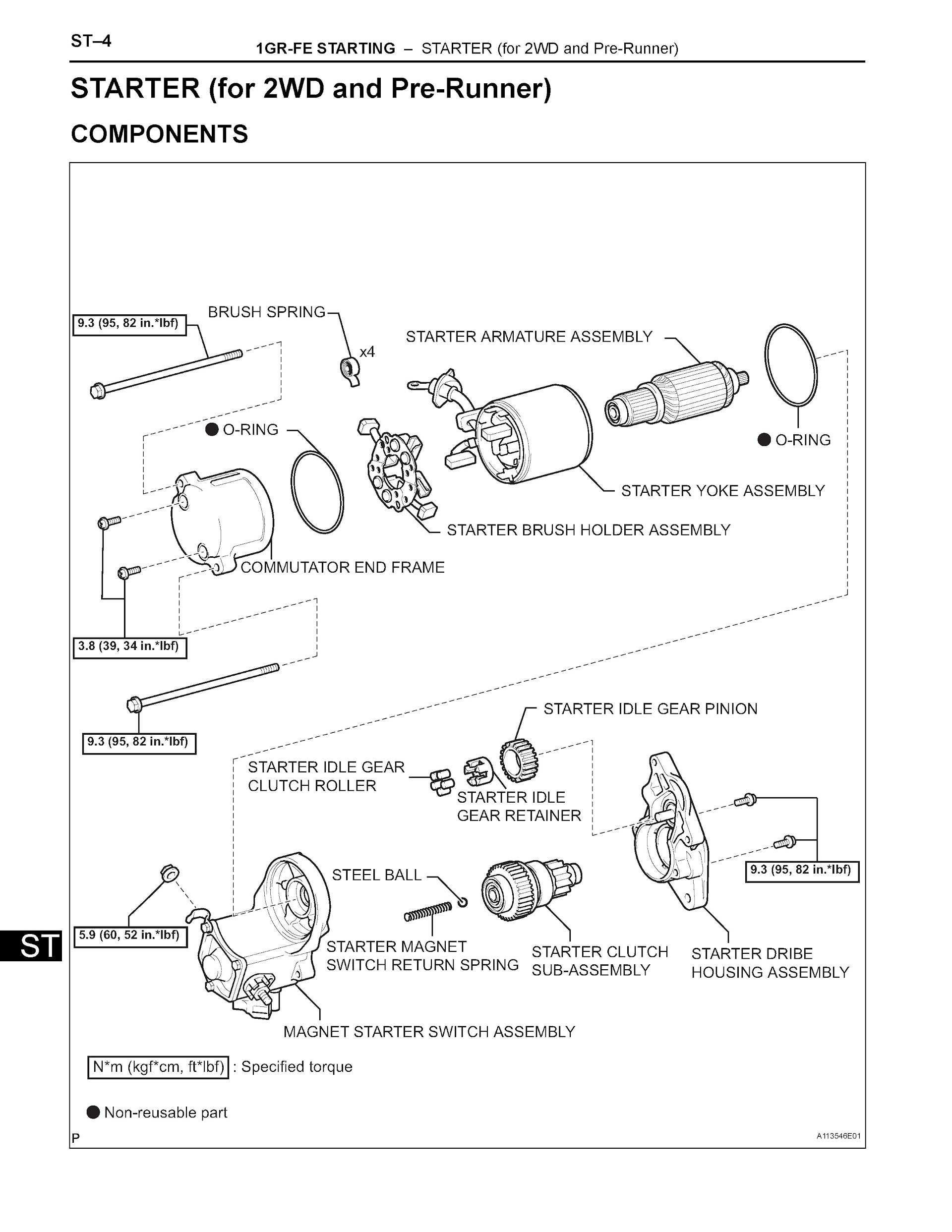 2005-2006 Toyota Tacoma Repair Manual 1GR-FE Starting System