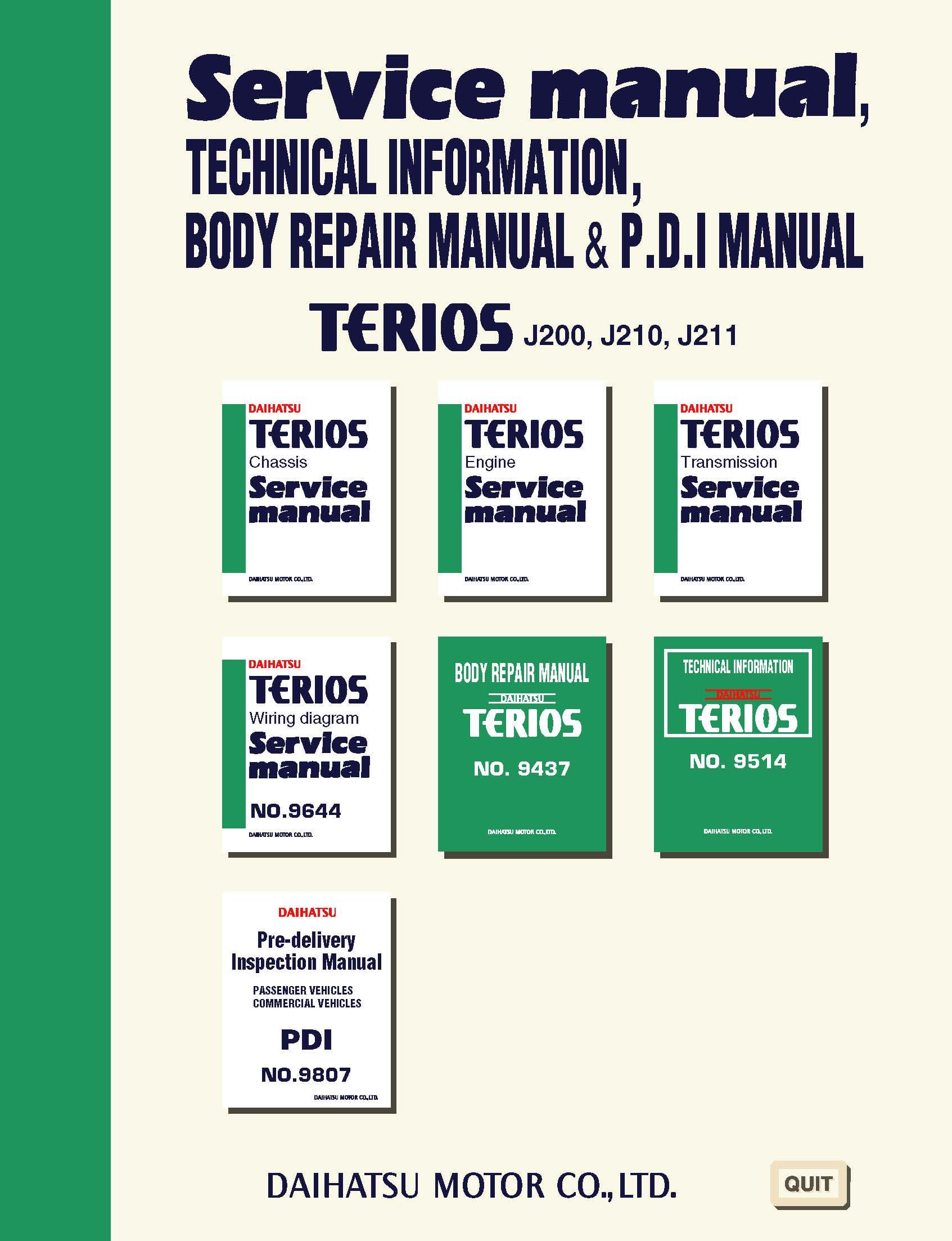 Cover Page 2006-2012 Daihatsu Terios Repair Manual (J200, J210, J211 Series)