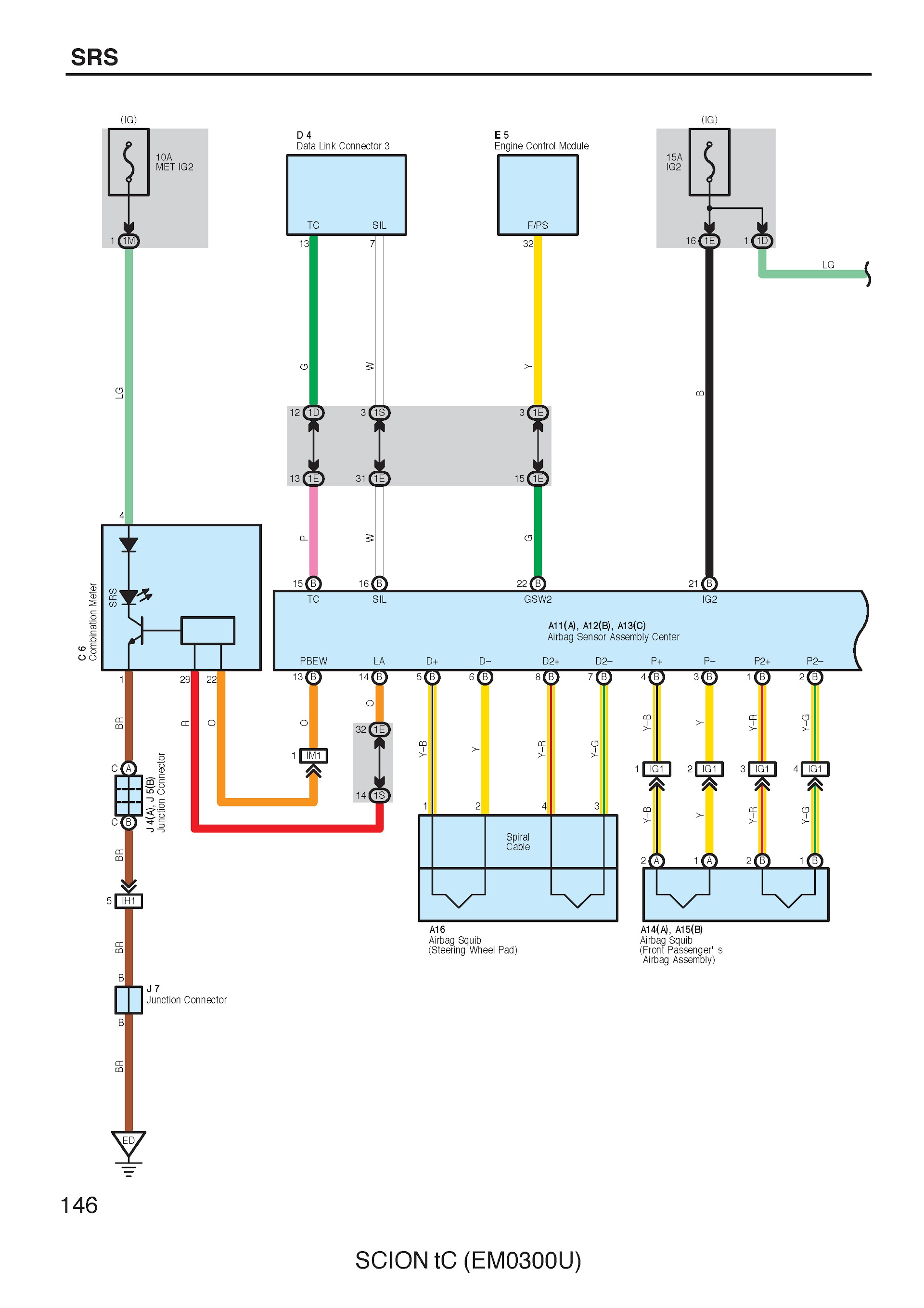 Download 2005-2010 Toyota Scion tC Repair Manual wiring diagram EM0300U