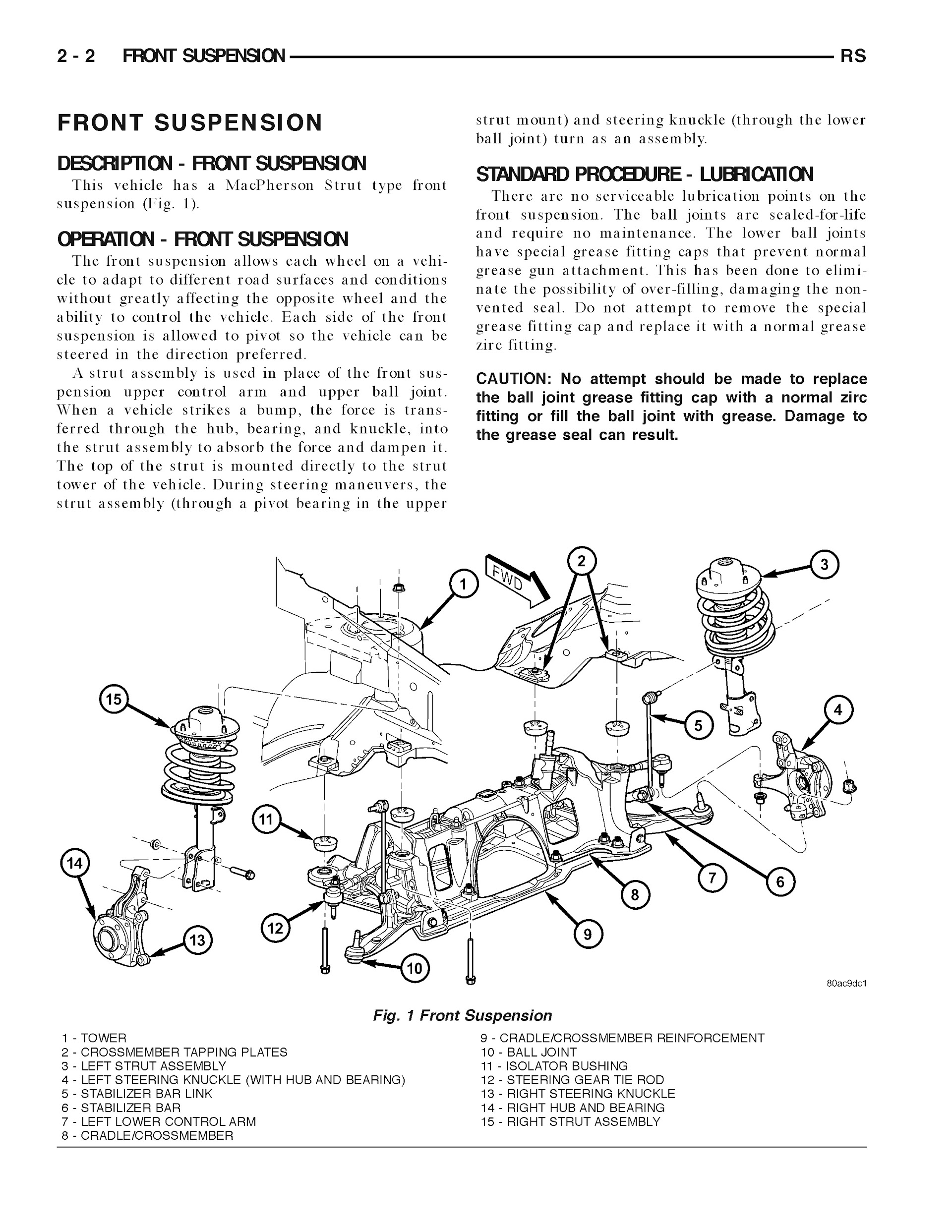 2005-2006 Dodge Grand Caravan Repair Manual, Front Suspension