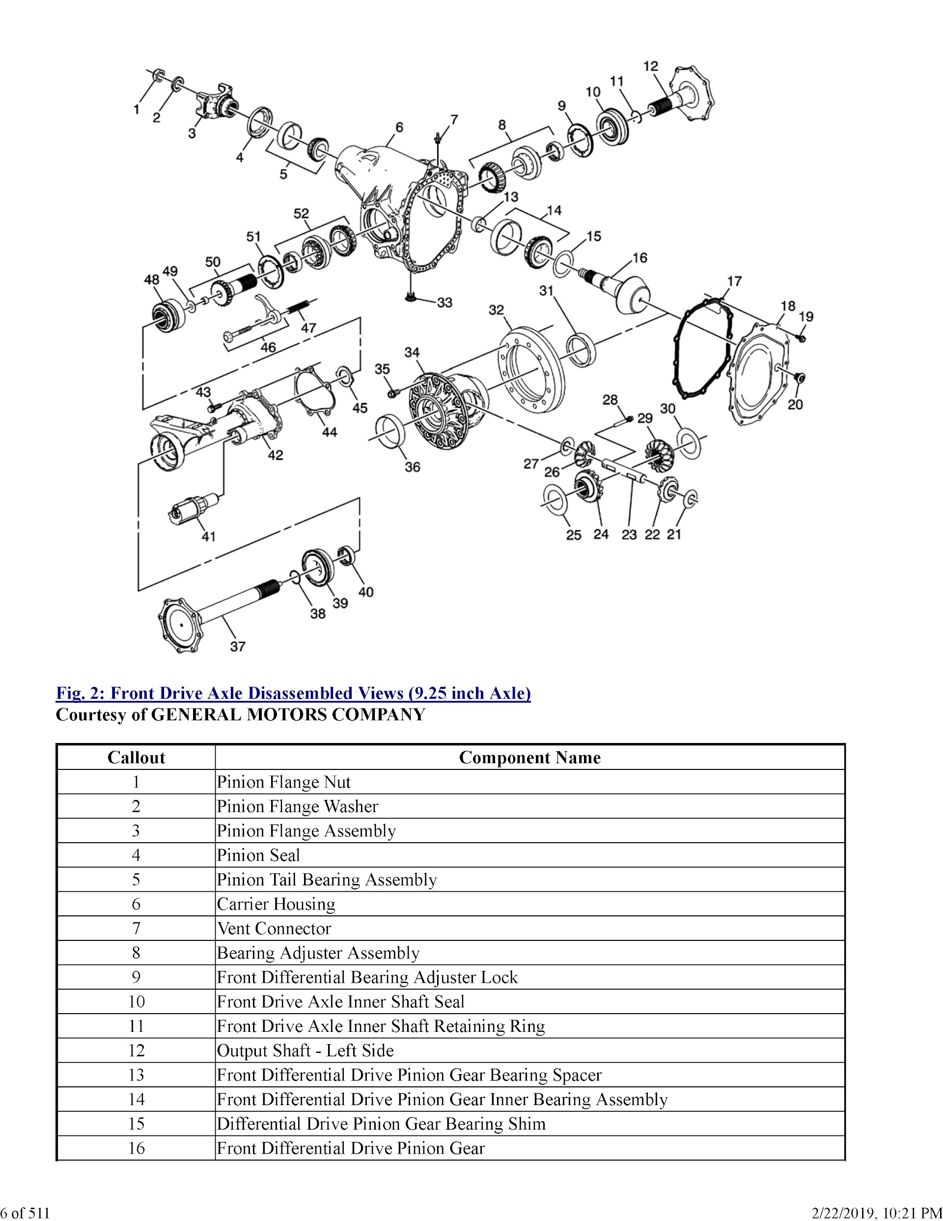 2016-2018 Chevrolet Silverado Repair Manual and GMC Sierra, front drive axle components