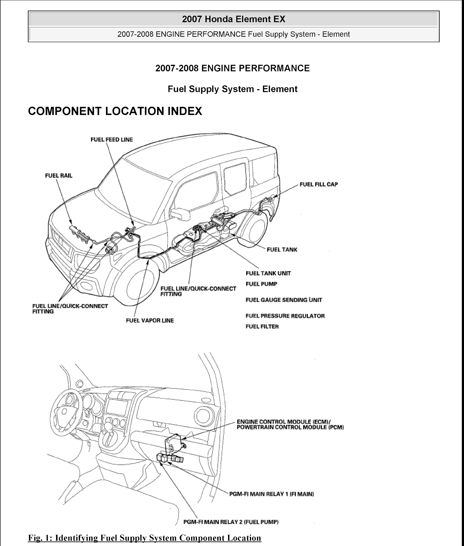 2008 Honda Element Repair Manual, Engine Performance, Fule Supply System