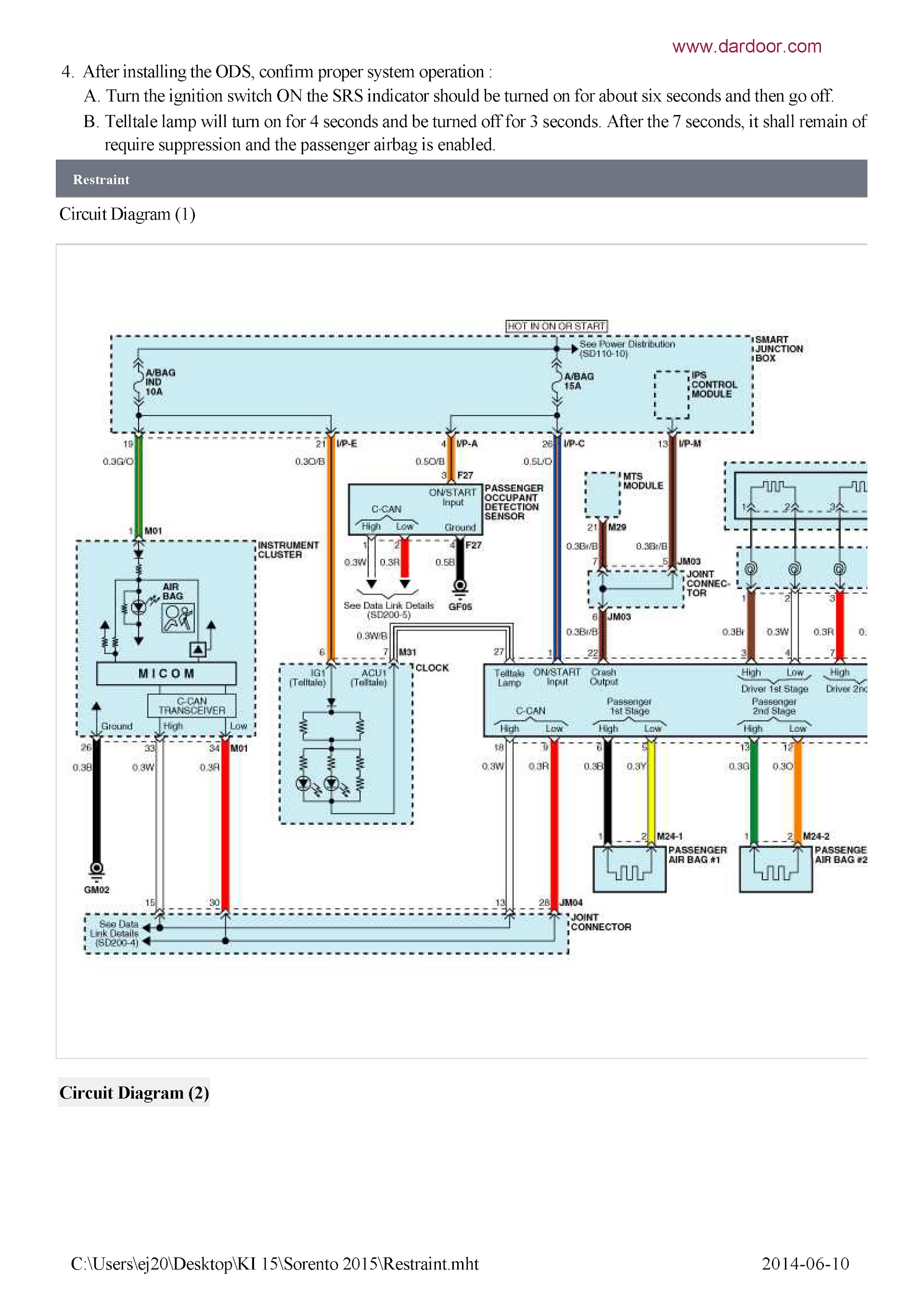 2015 Kia Sorento Repair Manual, Wiring Diagram