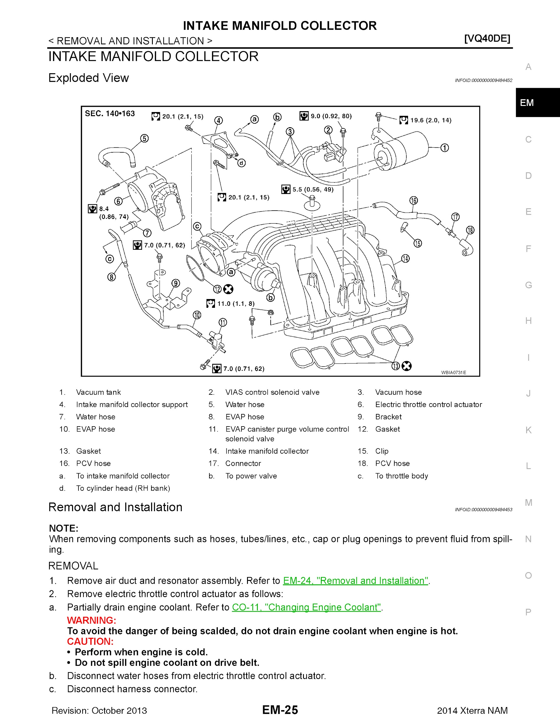 2014 Nissan Xterra Repair Manual, intake Manifold Collector