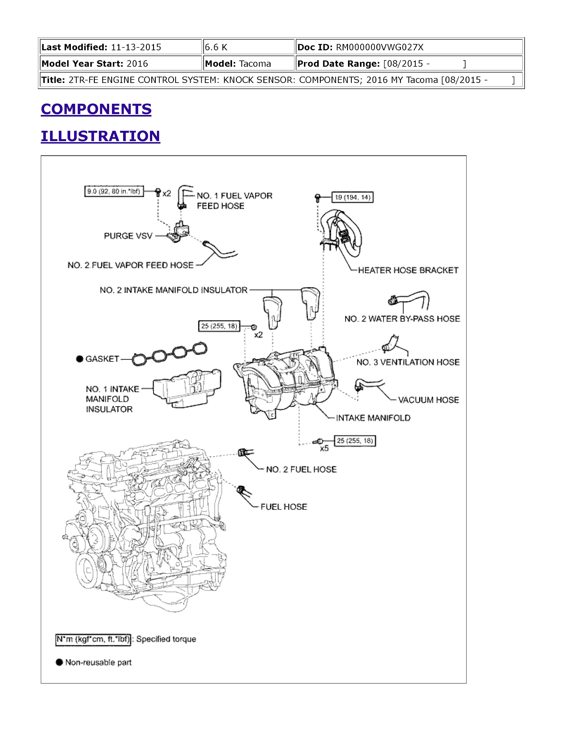 2018 Toyota Tacoma Repair Manual, 2TR-FE Engine Control