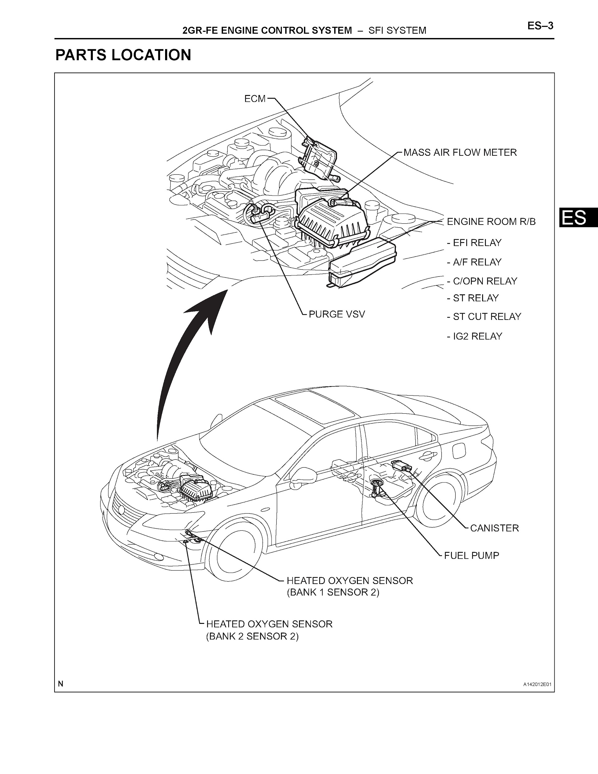2007-2009 Lexus ES 3502GR-FE Engine Control System