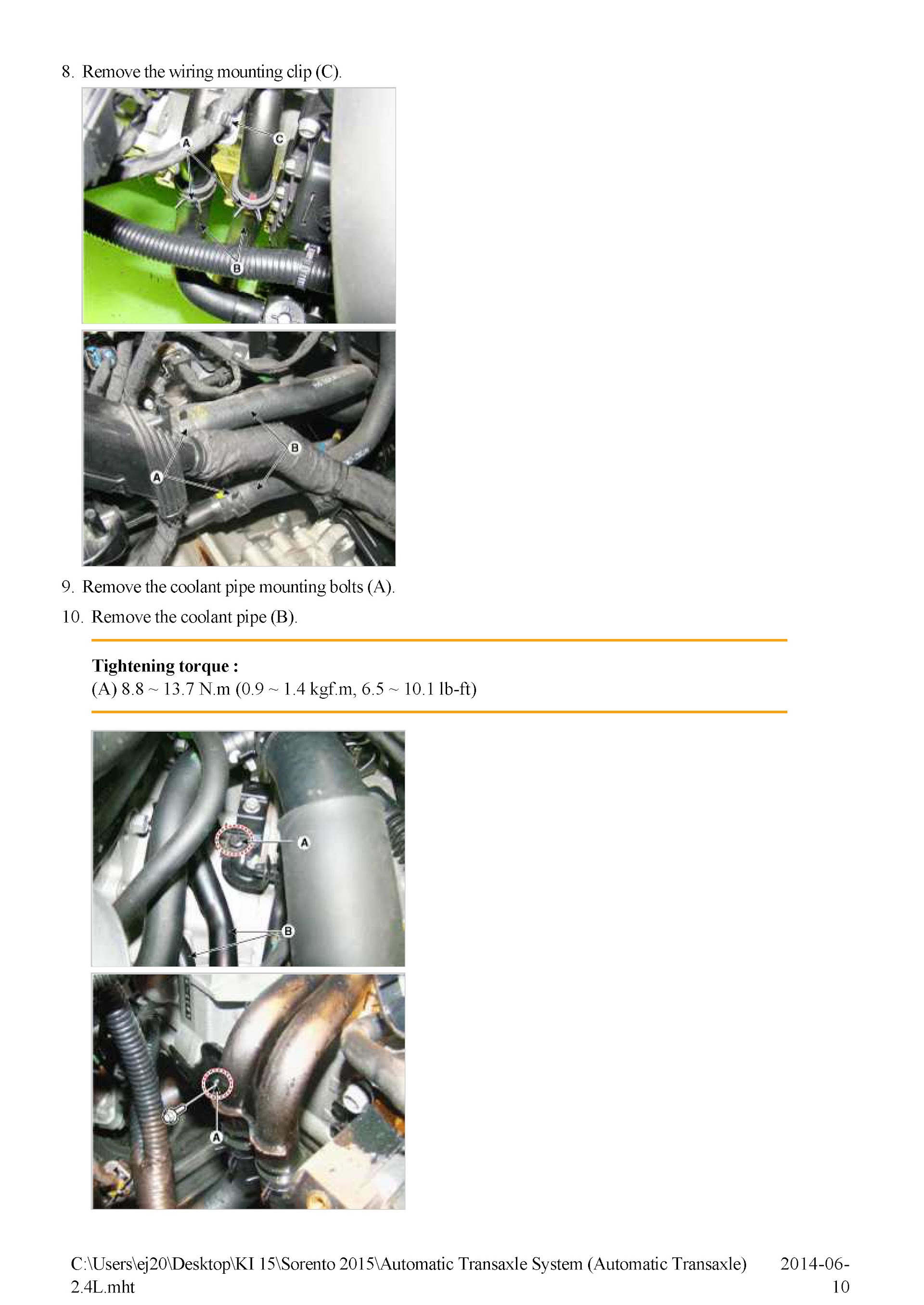 2015-2018 Kia Sorento Repair Manual
