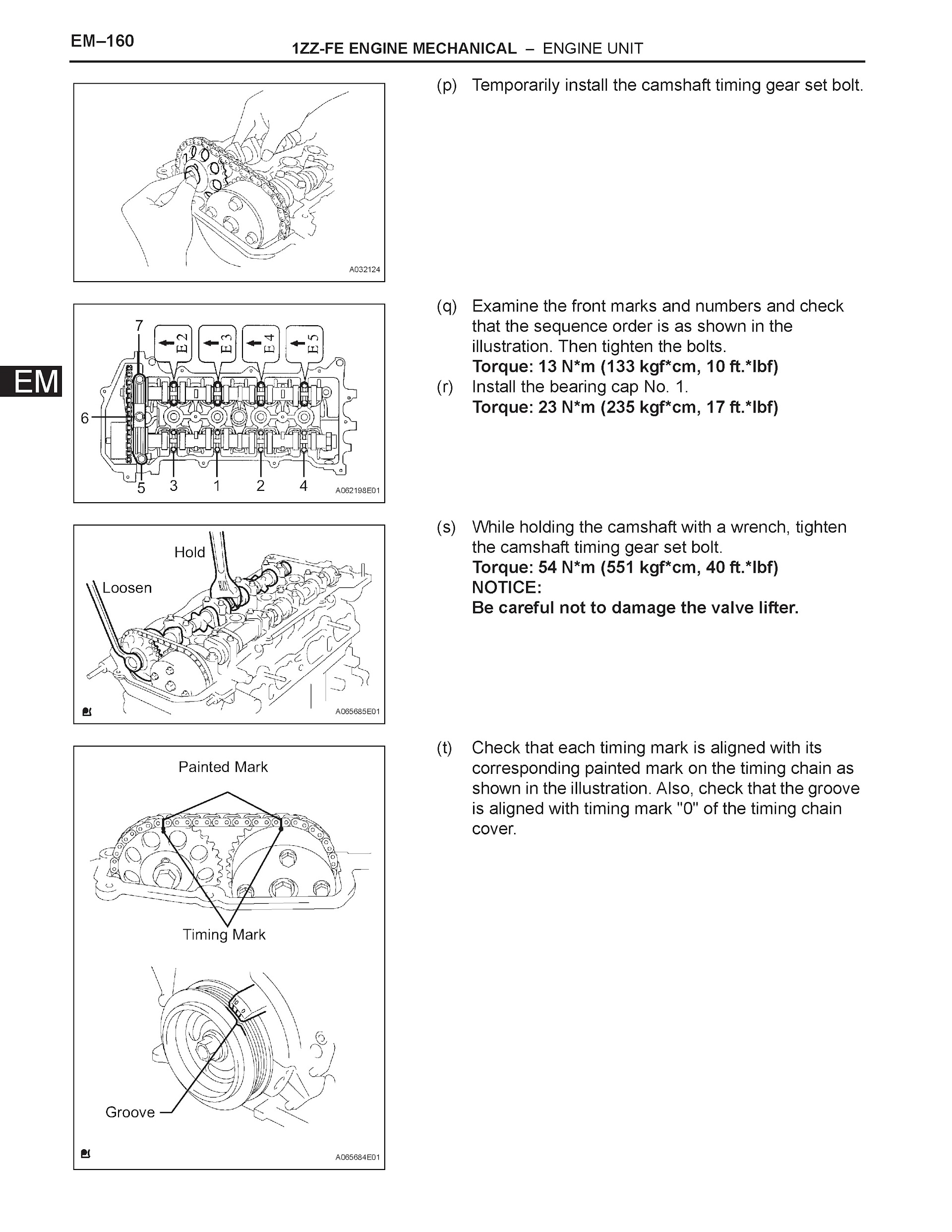 2007 Toyota Matrix Repair Manual, 1ZZ-FE Engine Unit