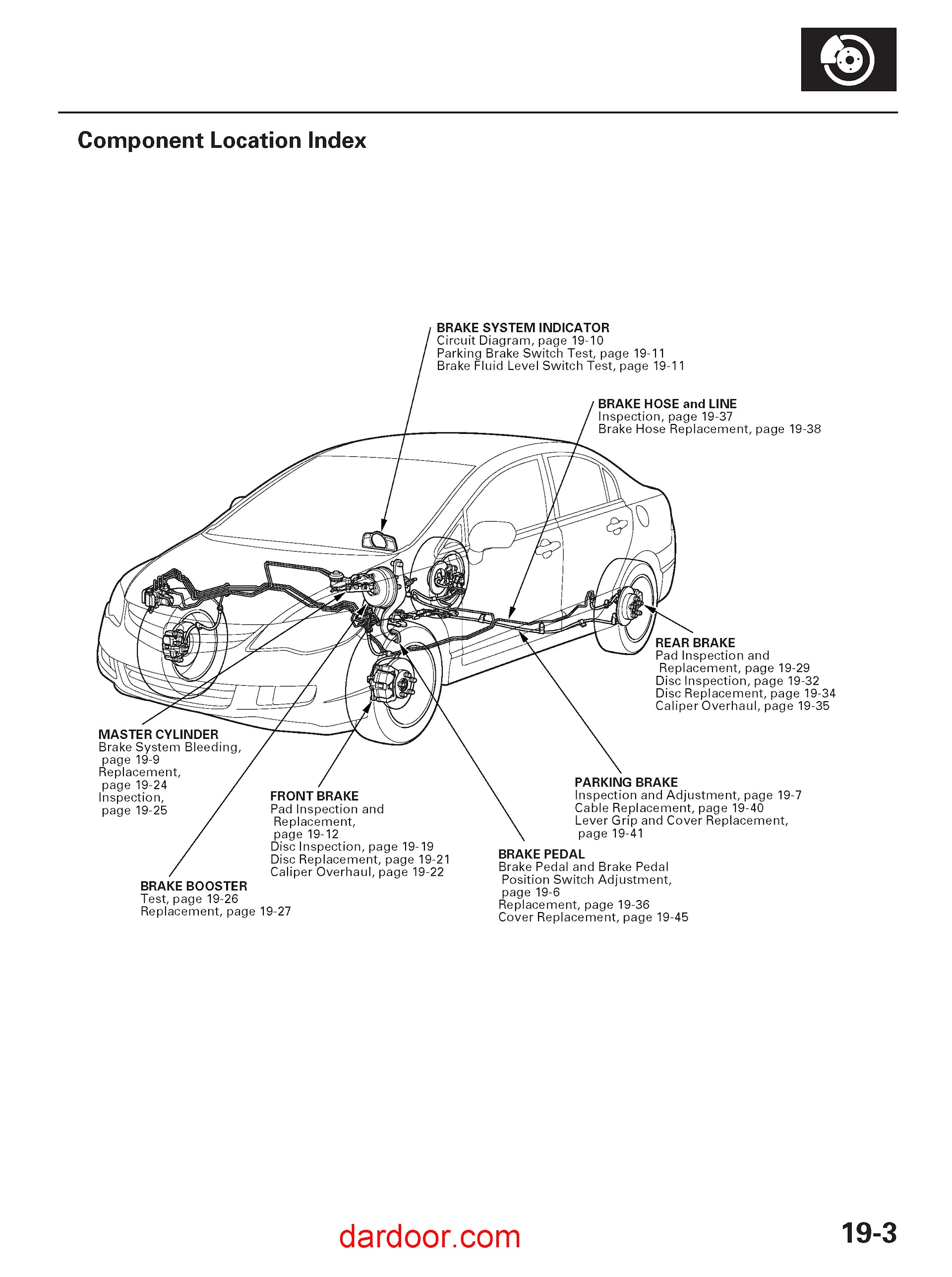 2009 Acura CSX Repair Manual, Brake System