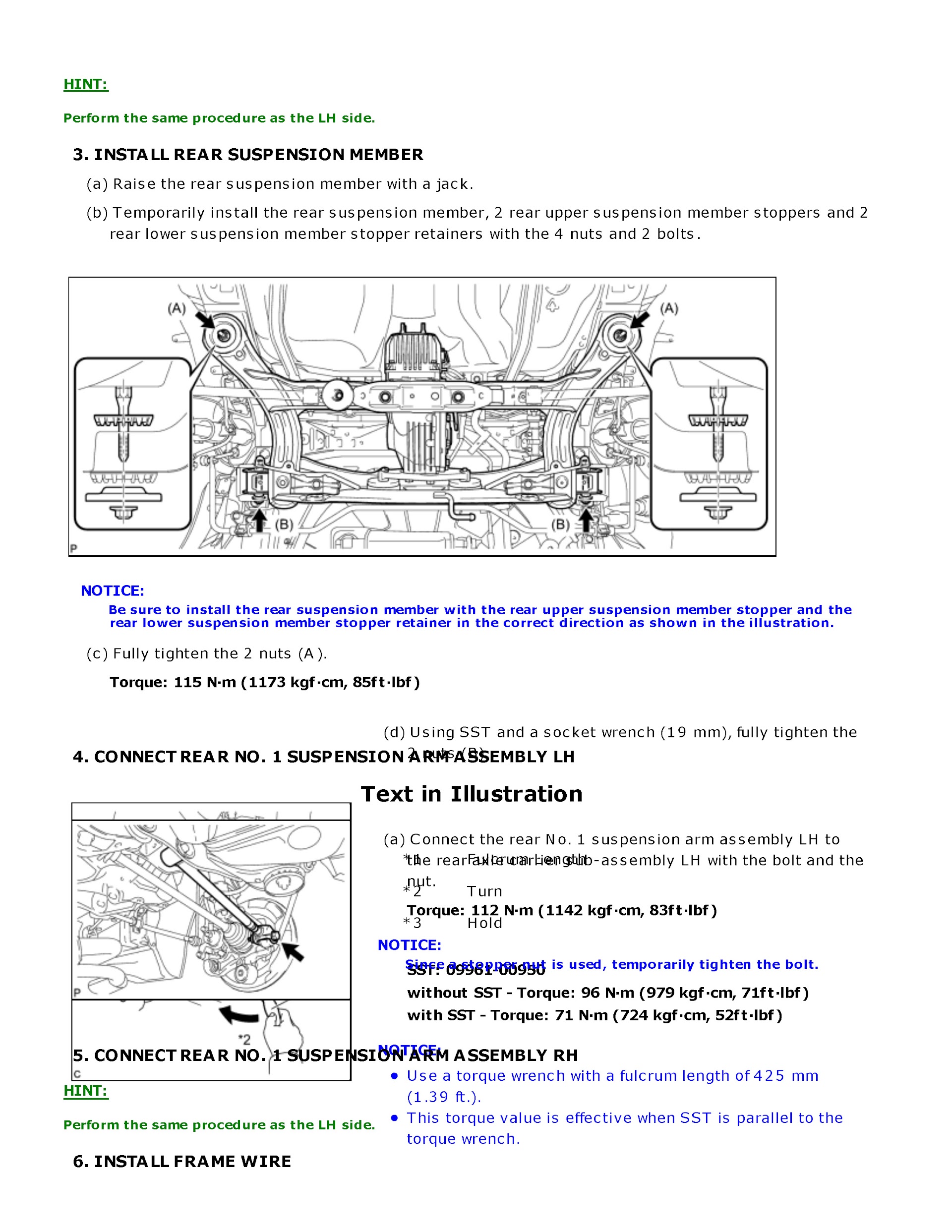 2011 Toyota Venza Repair Manual Rear Suspension Installation