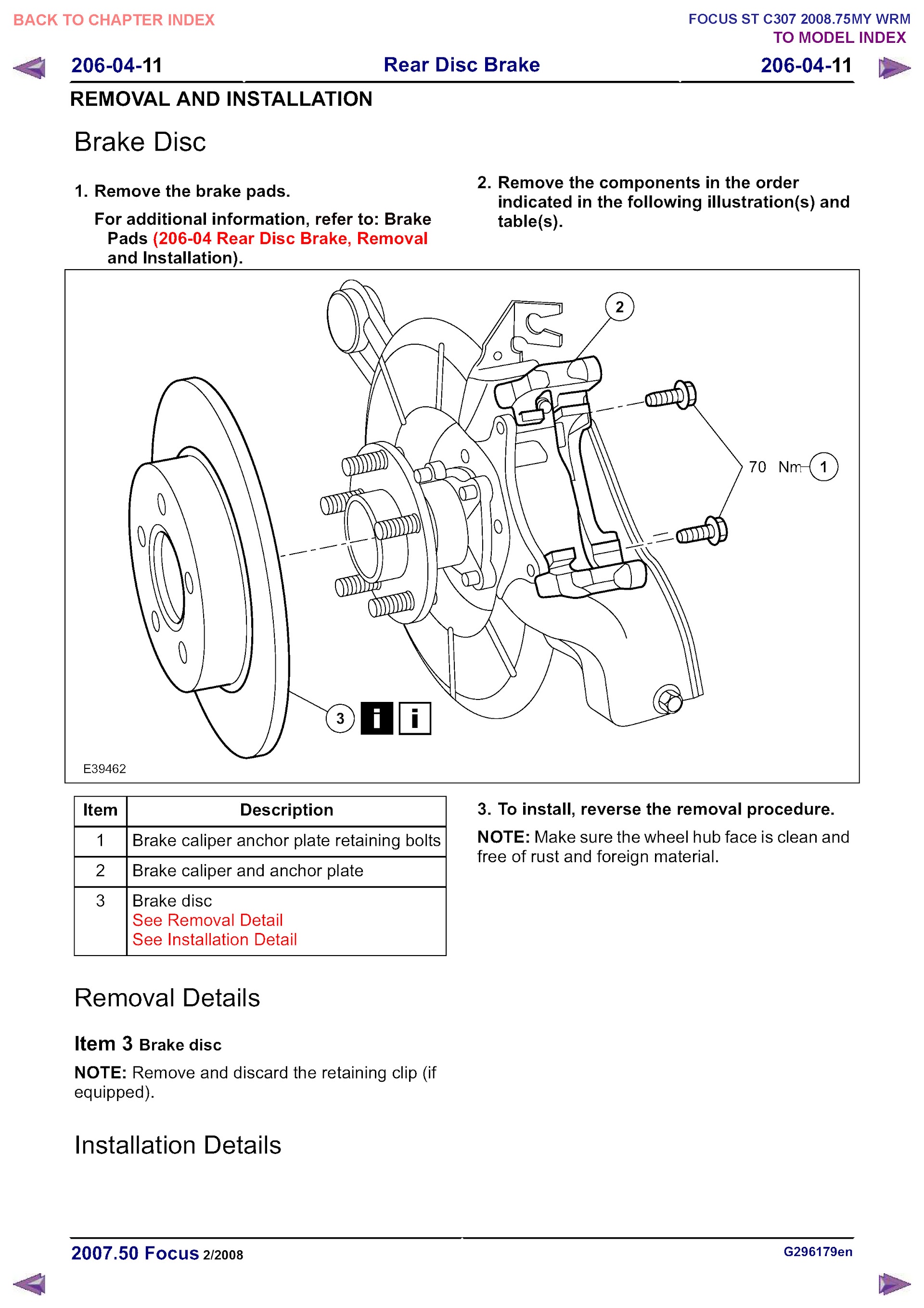 2011 Ford Focus Repair Manual Rear Disc Brake