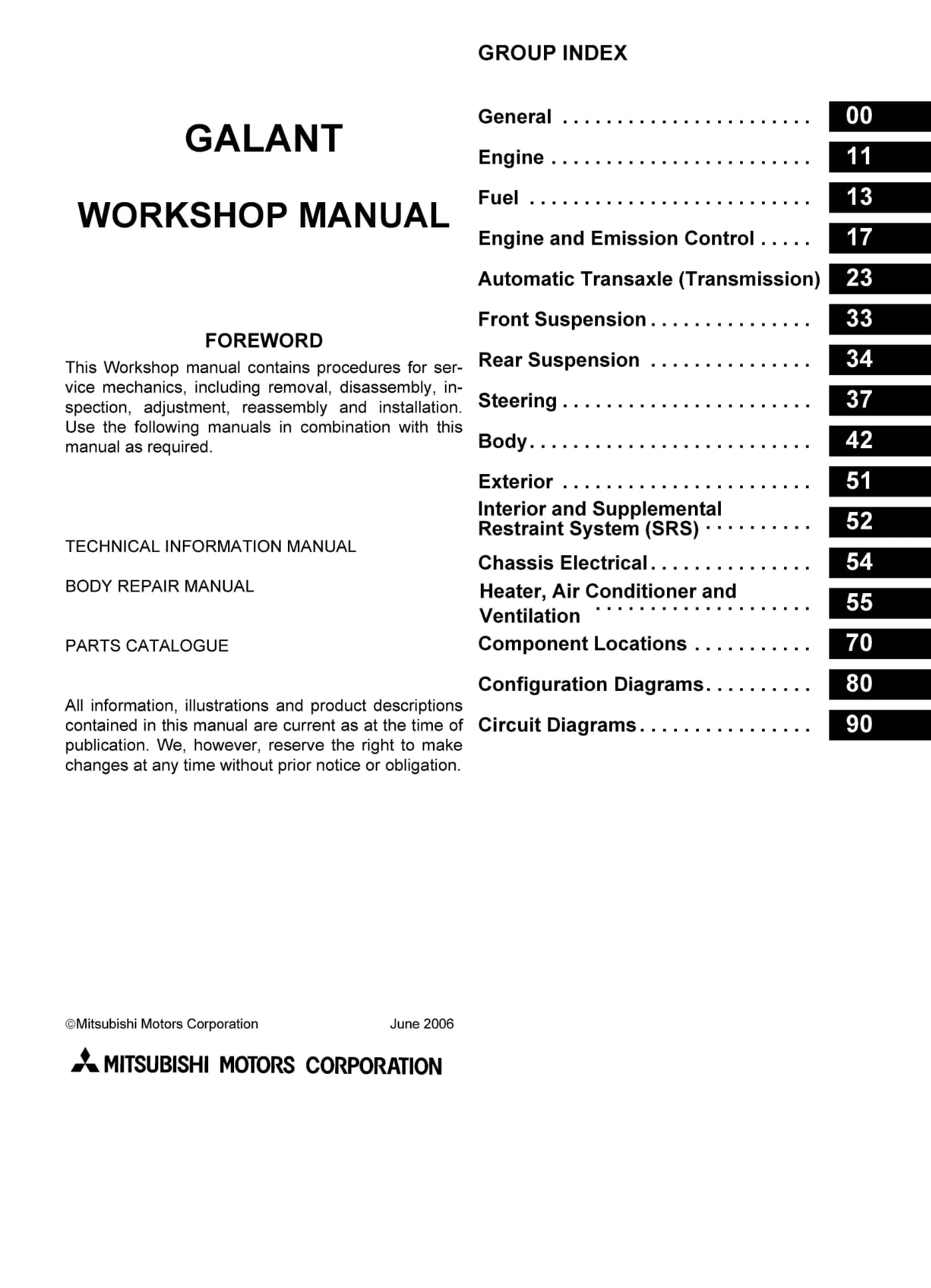 2007 Mitsubishi Galant Repair Manual