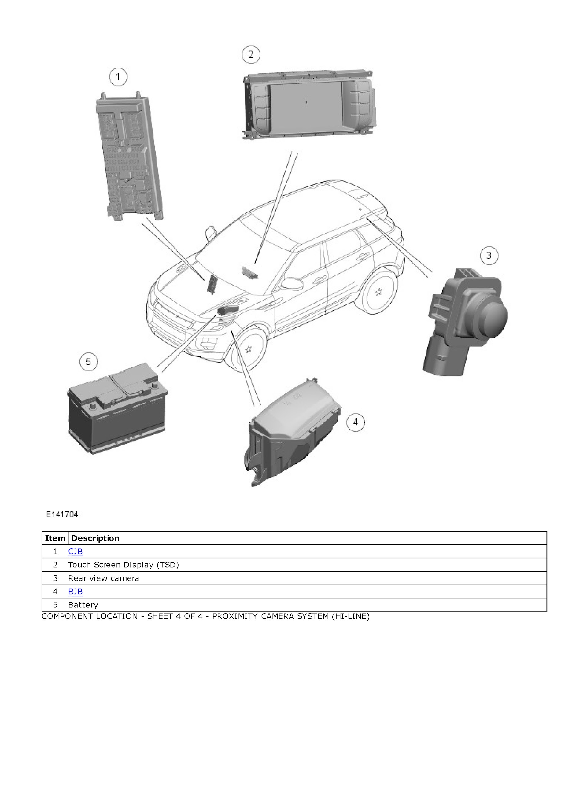 2012 Range Rover Evoque Repair Manual, Parts Location