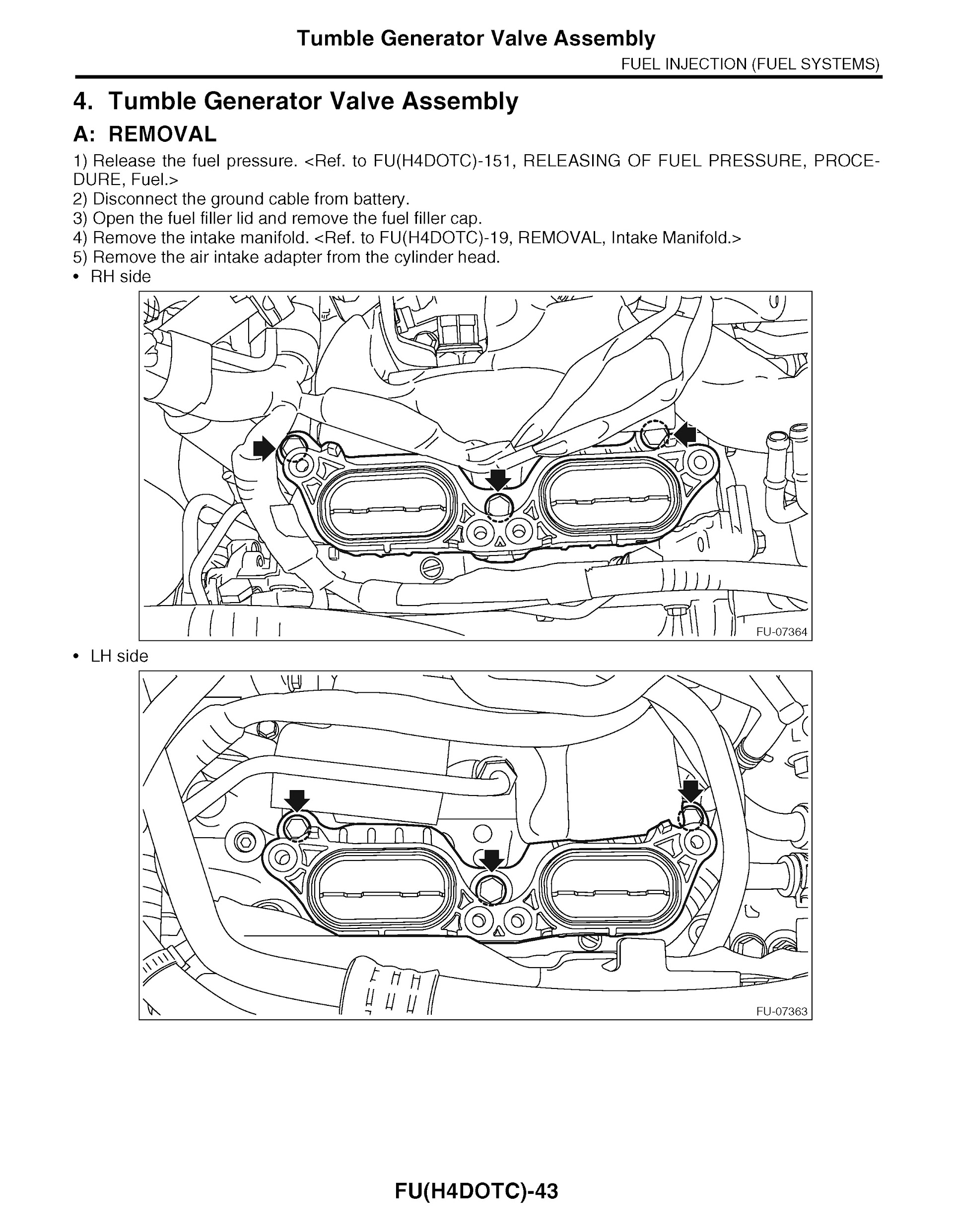 2014 Subaru Forester Repair Manual Tumble Generator Valve Assembly