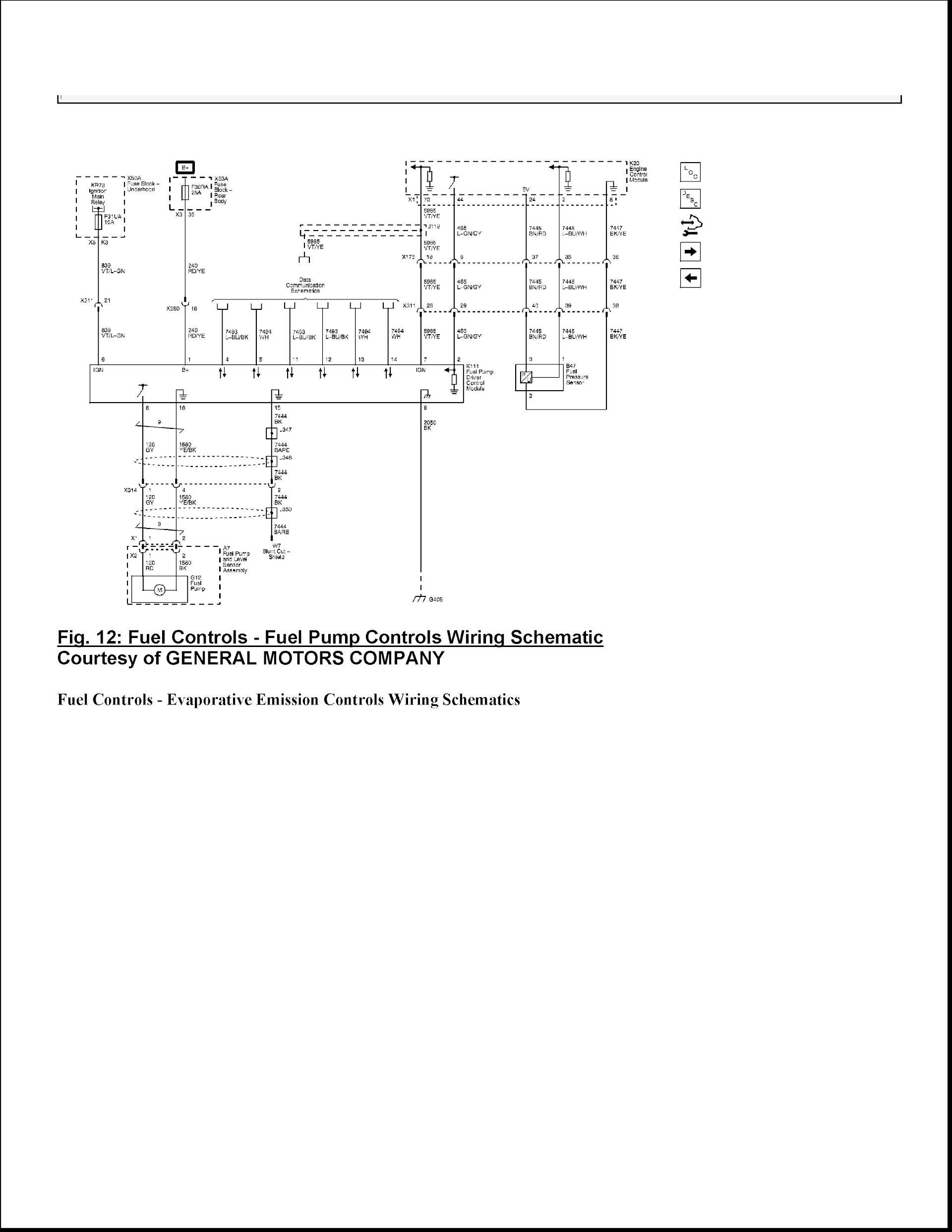 CONTENTS: 2014-2017 Chevrolet Corvette Repair Manual C7, Fuel Pump Controls Wiring Schematic