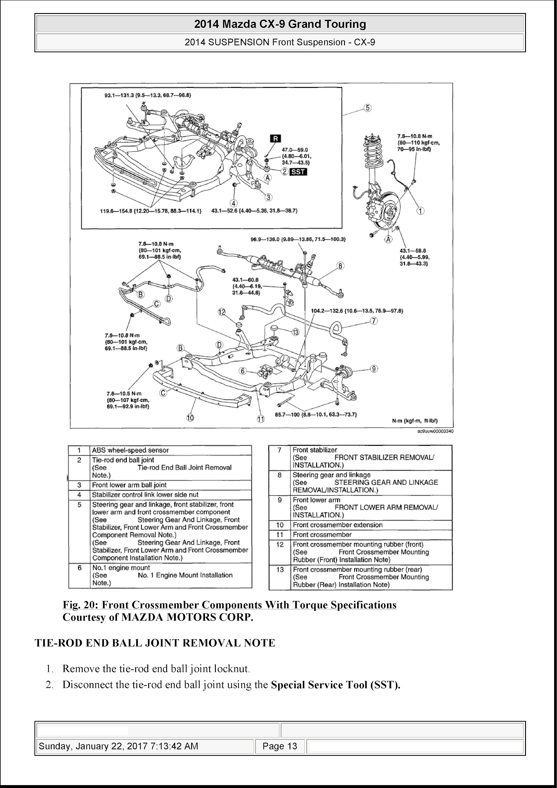Download 2010-2014 Mazda CX-9 Grand Touring Repair Manual