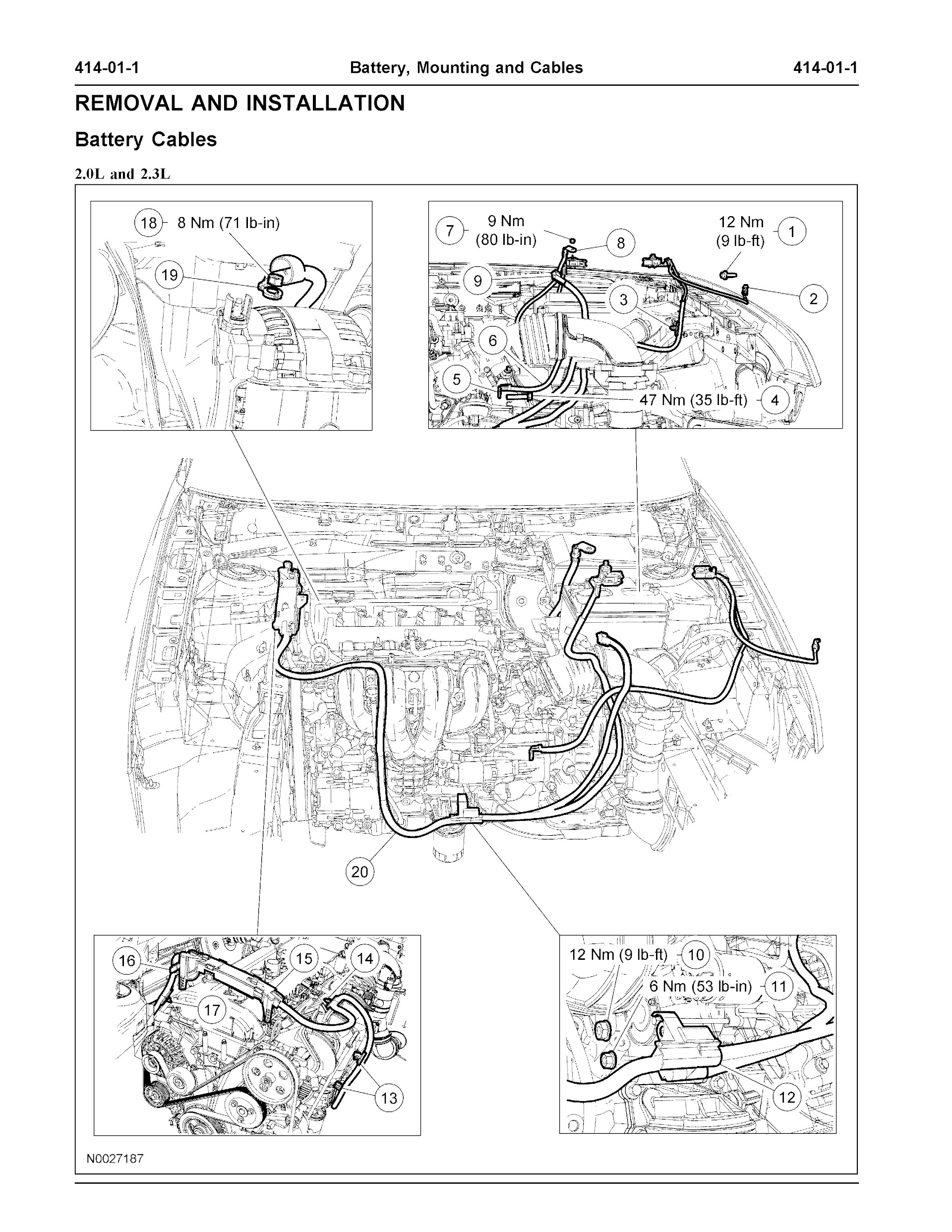 2011 Ford Focus Repair Manual Battery Mounting and Cables