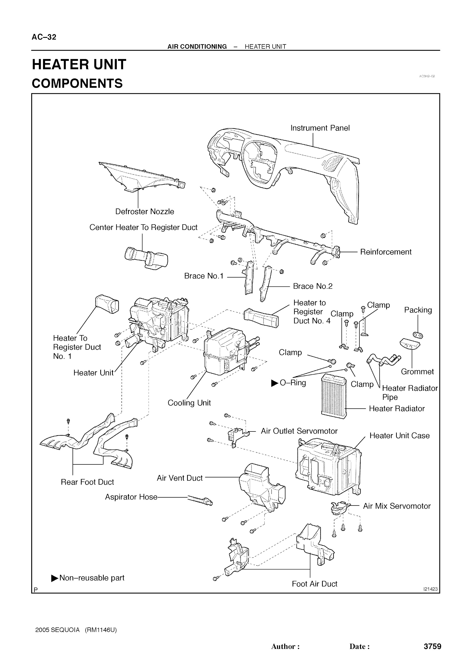 2007 Toyota Sequoia Repair Manual, Air Conditioning, Heater Unit
