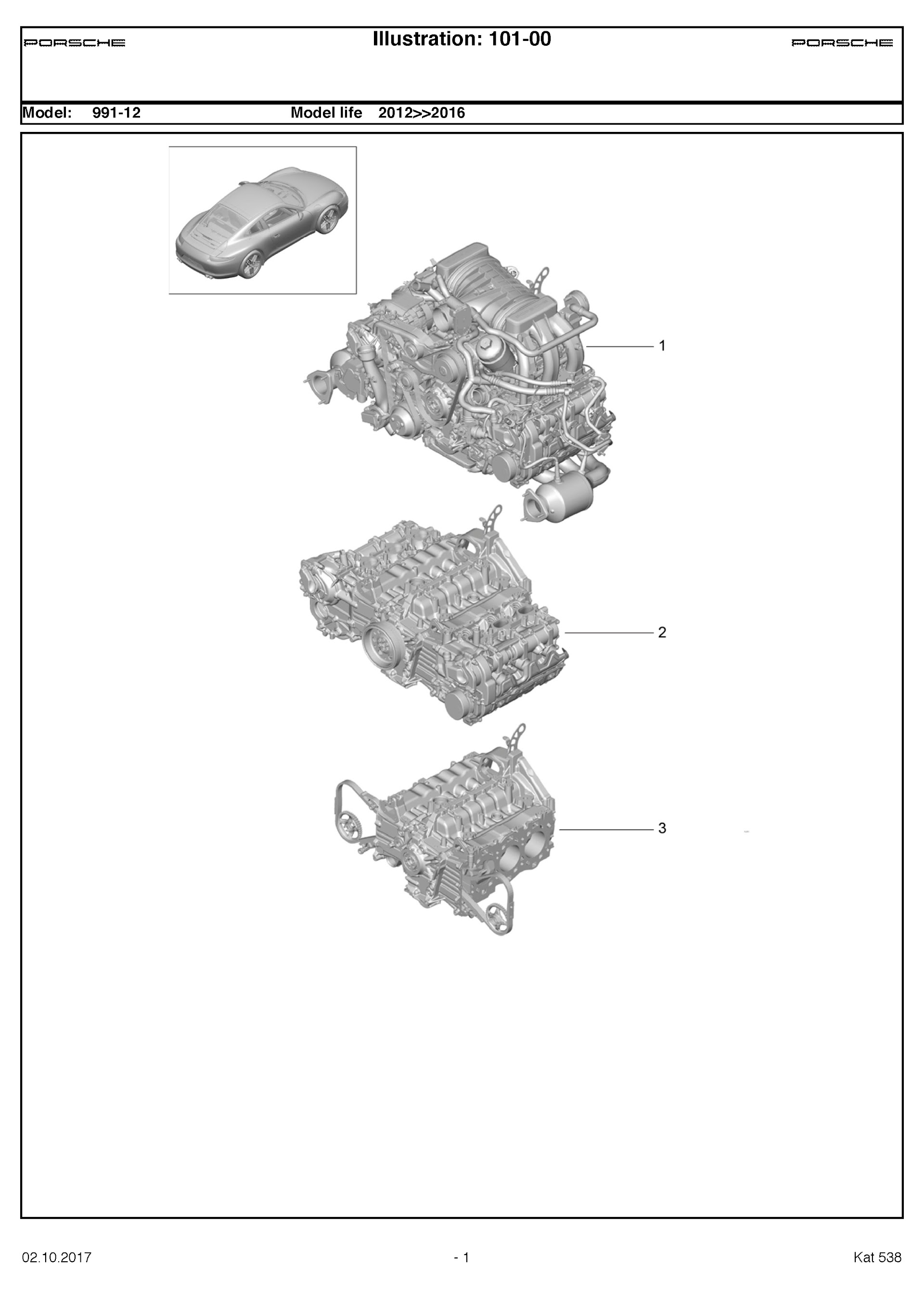 2012-2016 Porsche 911 Carrera Repair Manual, Engine System