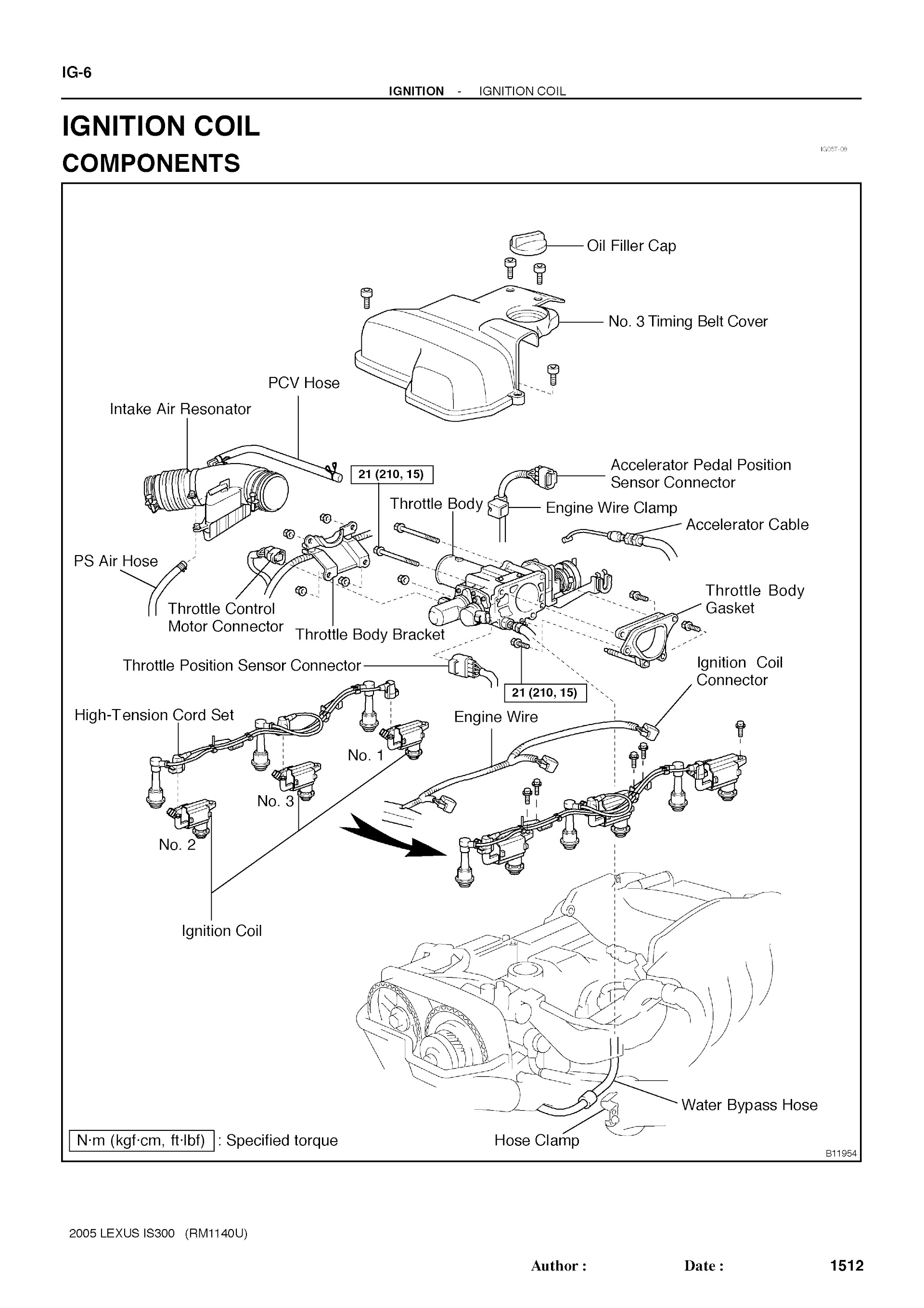 2005 Lexus IS300 Repair Manual Ignition Coil