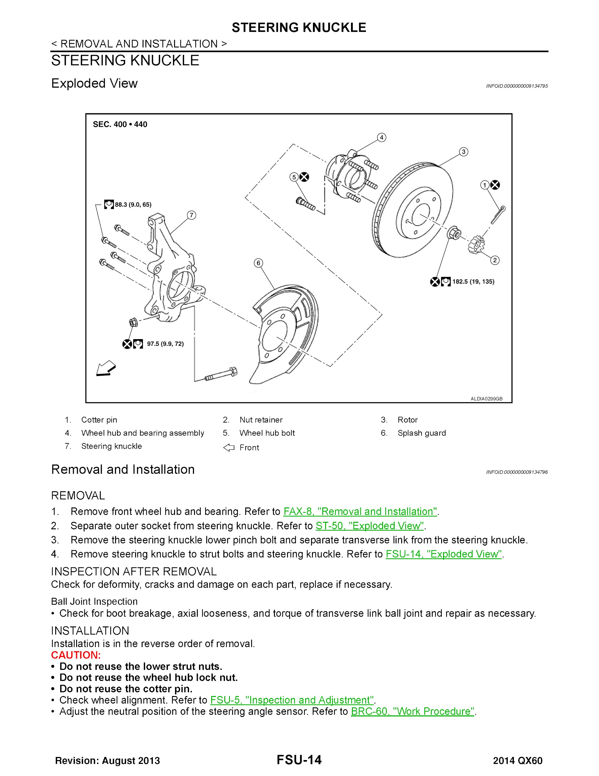 2014 Infiniti QX60 Repair Manual Steering Knuckle