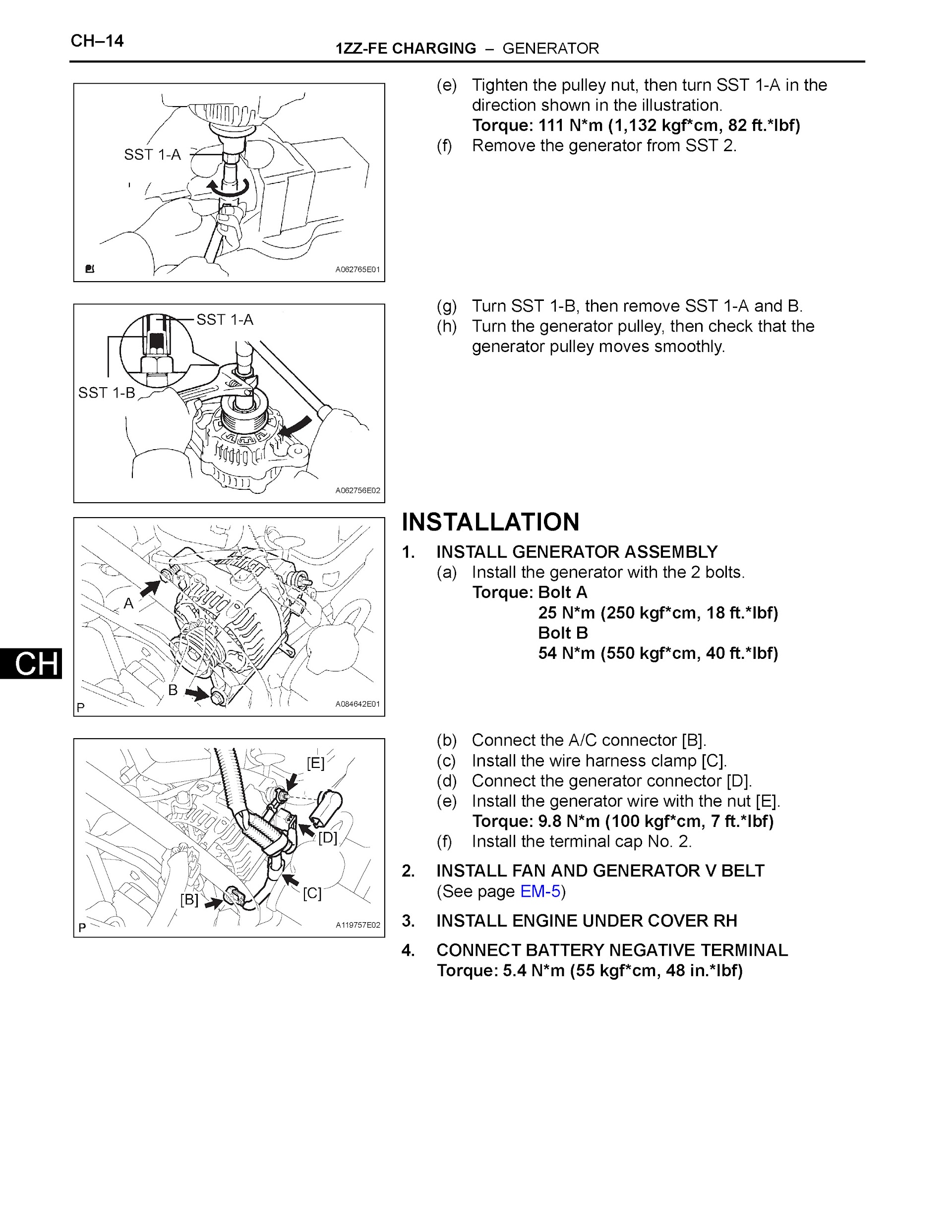 2007 Toyota Matrix Repair Manual, 1ZZ-FE Charging System
