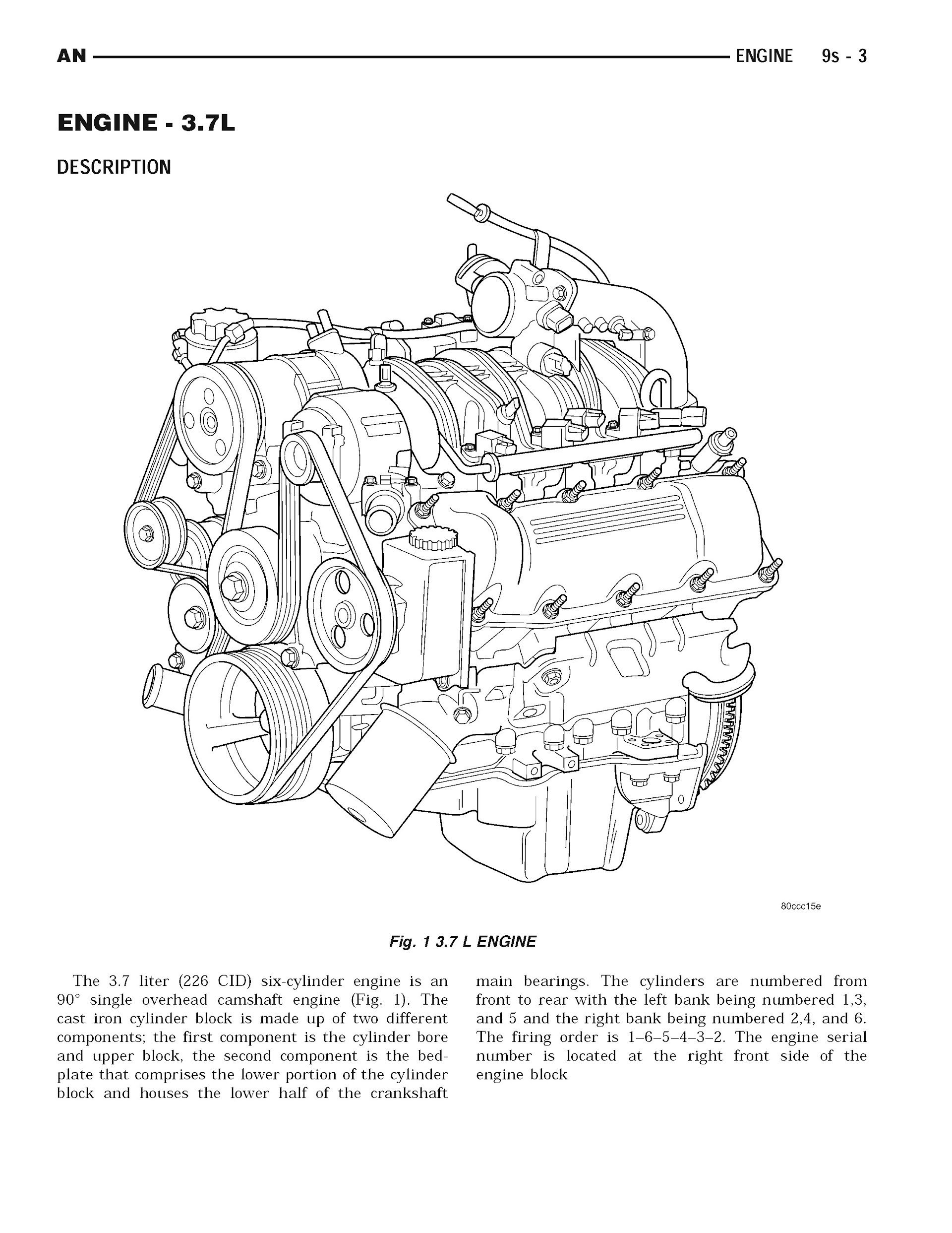 2004 Dodge Dakota Repair Manual, Engine 3.7L