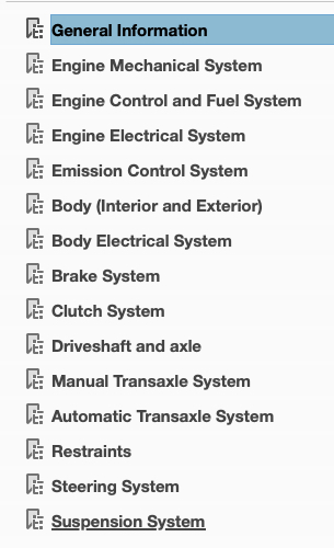 Table of Contents 2006-2010 Hyundai Elantra Repair Manual (HD)