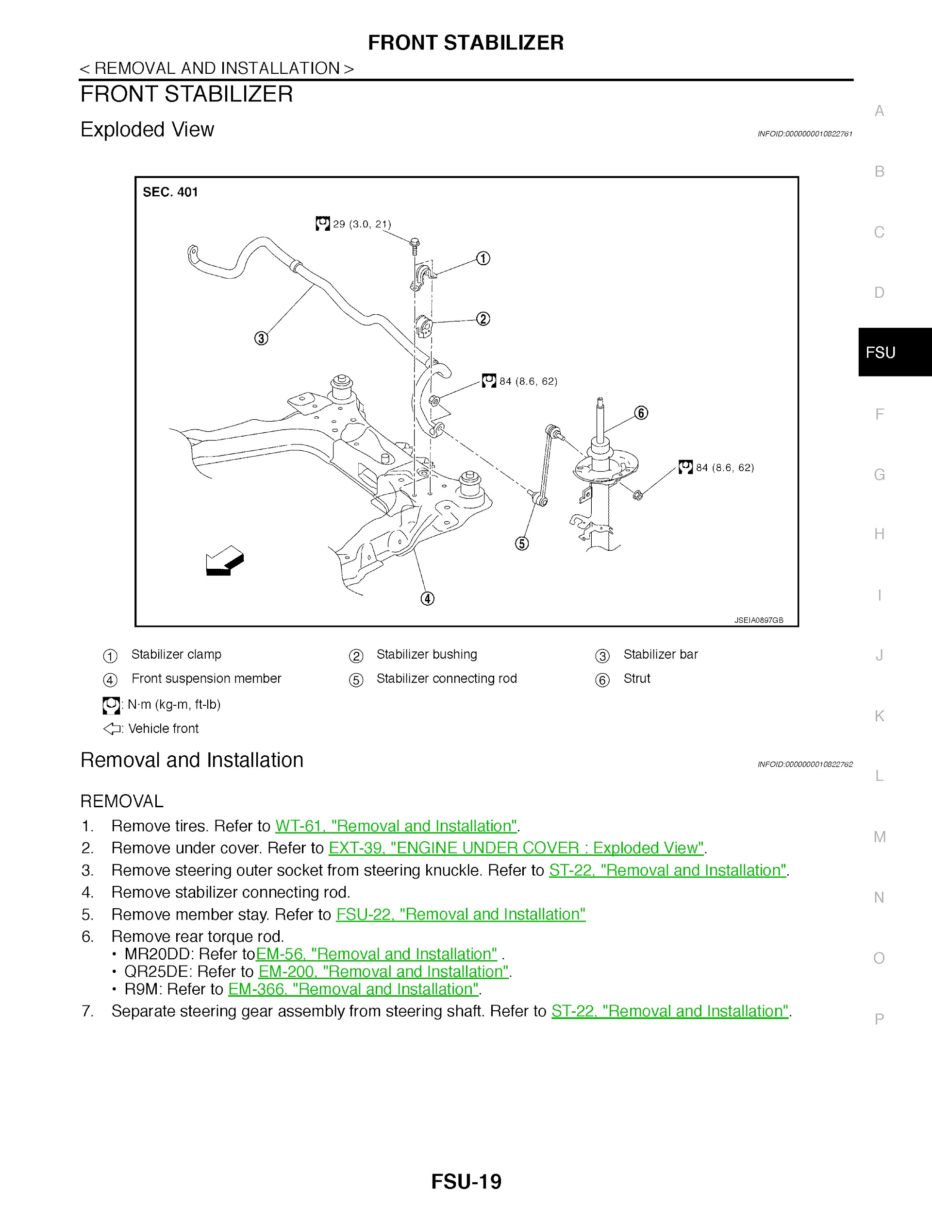 2020 Nissan X-Trail Repair Manual, Front Stabilizer