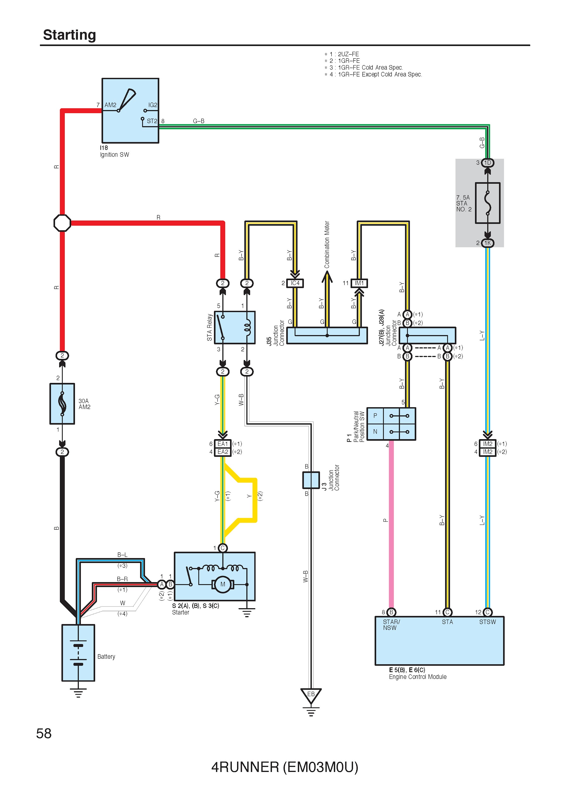 Toyota 4Runner Repair Manual, Wiring Diagram (EM03M0U)