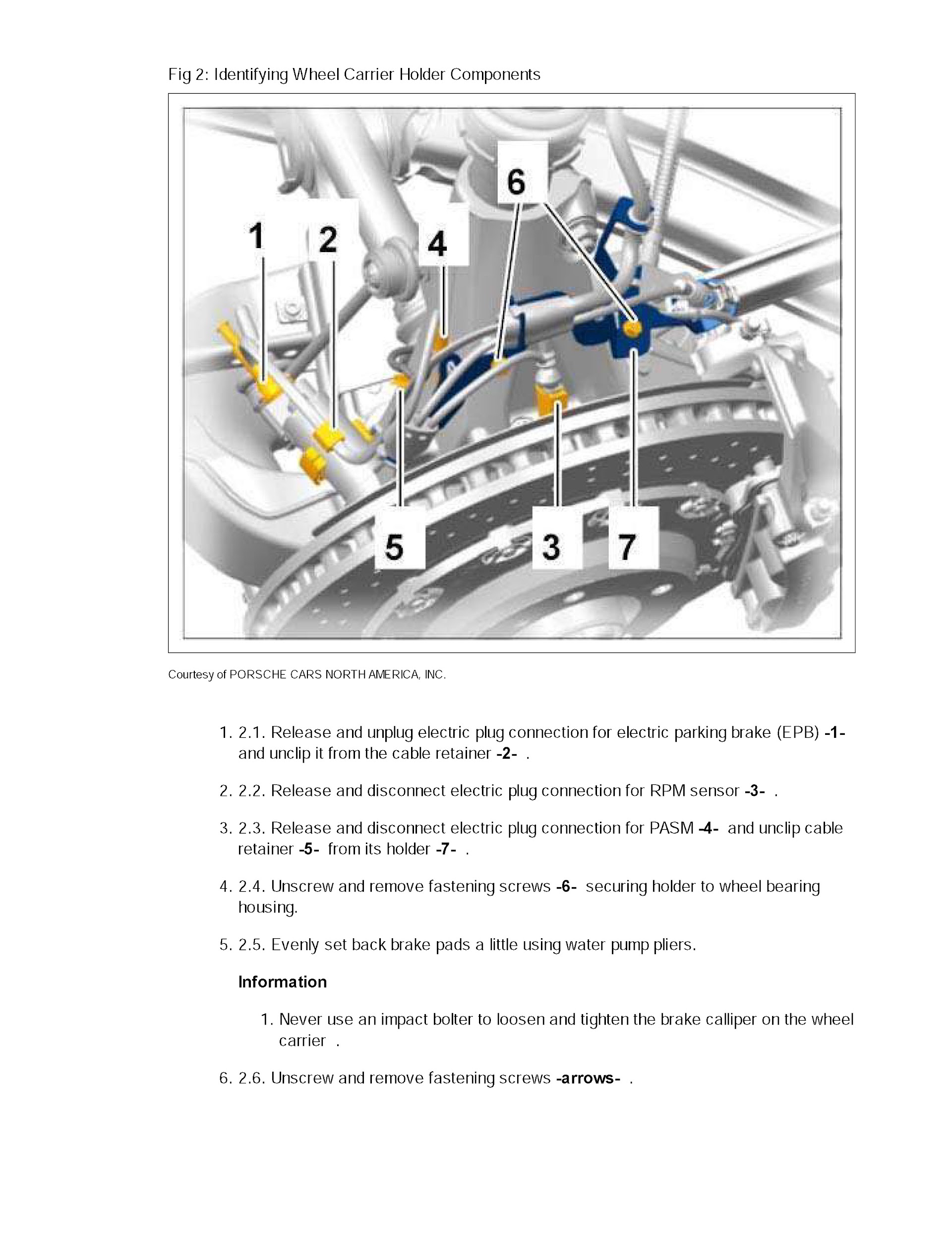 2016 Porsche Boxster Repair Manual, Wheel Carrier Holder Components