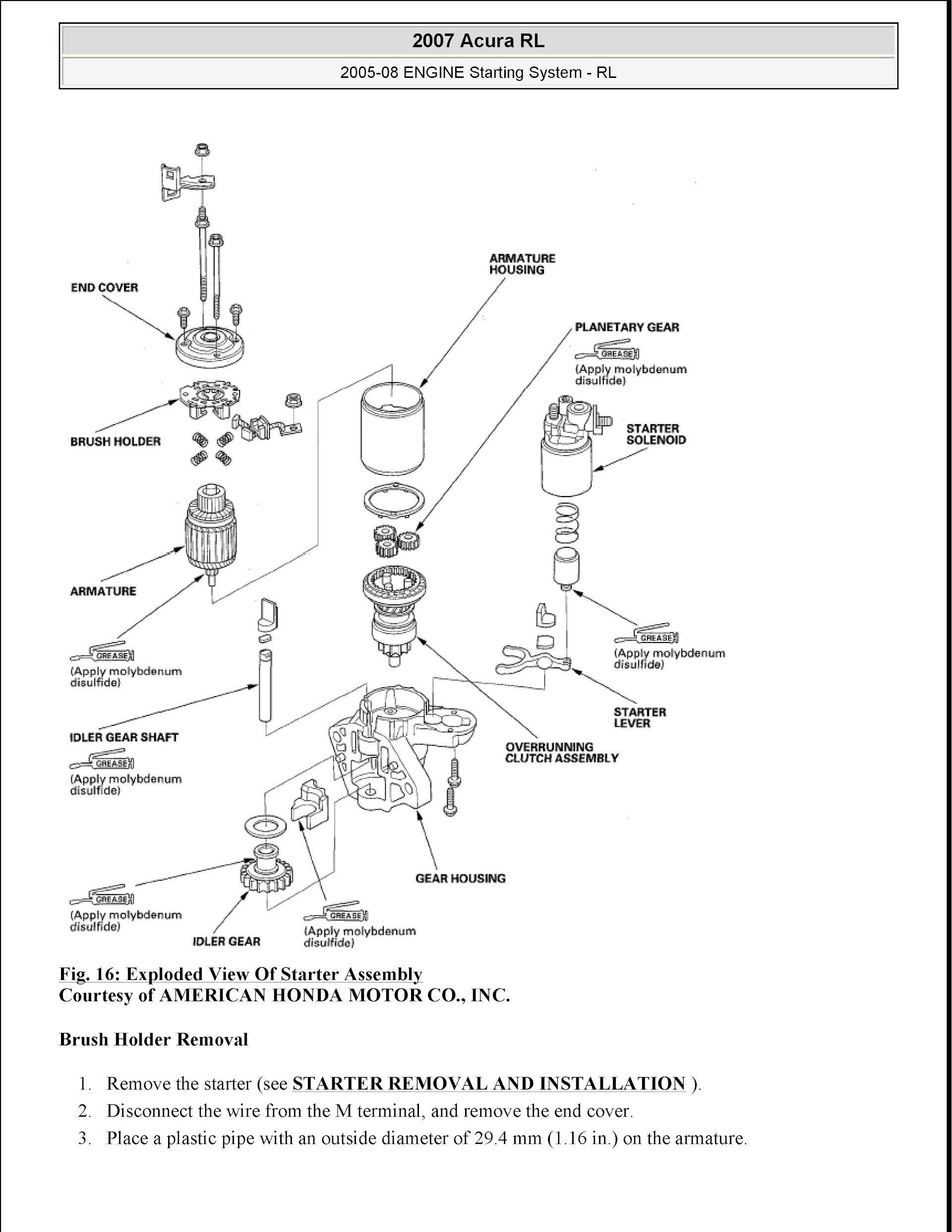 2008 Acura RL Repair Manual, Engine Starting System