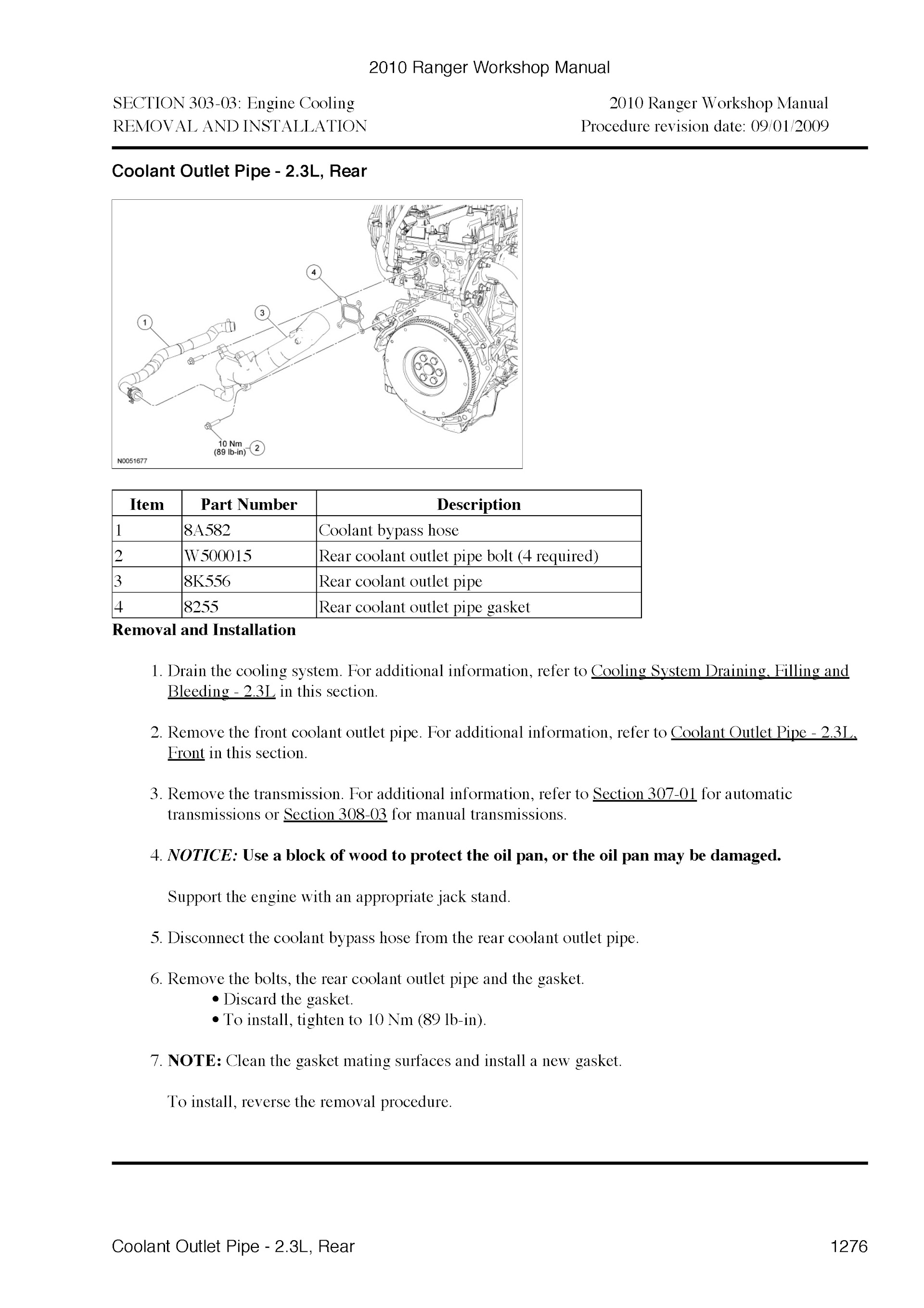 2010 Ford Ranger Repair Manual, Enigne Cooling System