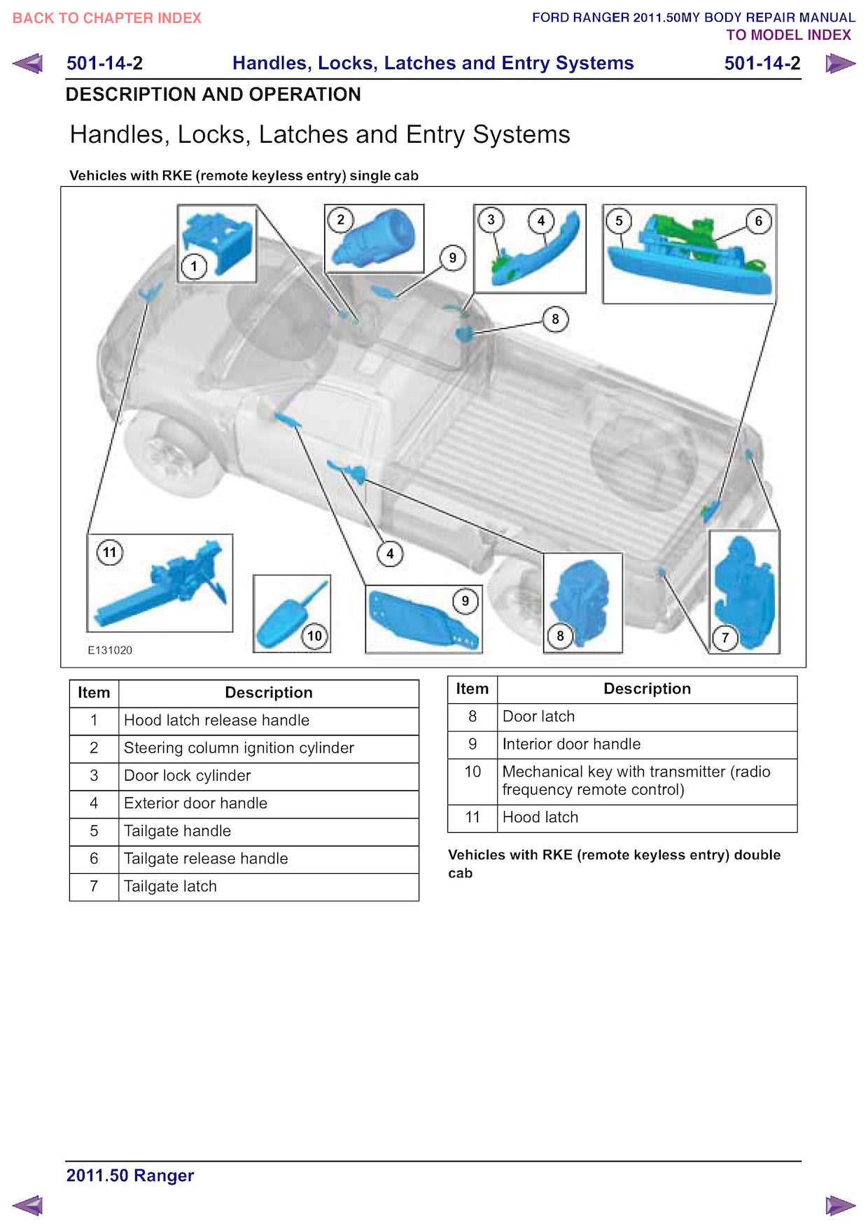 2011 Ford Ranger Repair Manual Entry System
