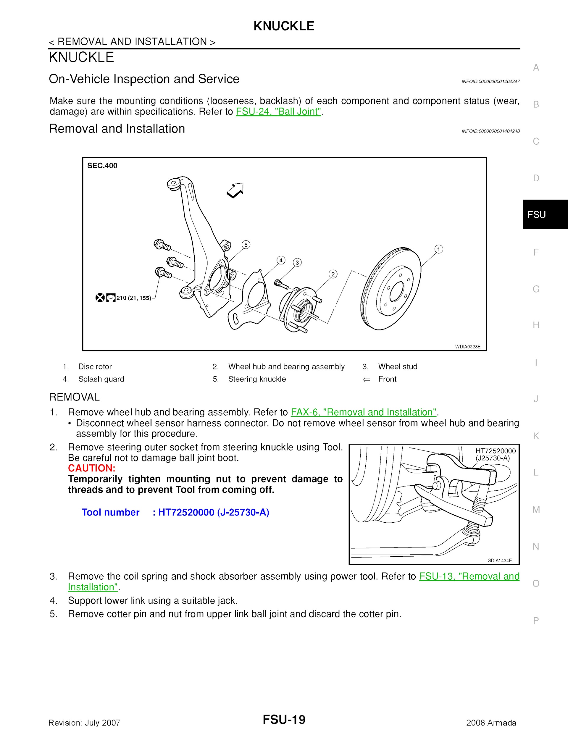 2008 Nissan Armada Repair Manual, Knuckle