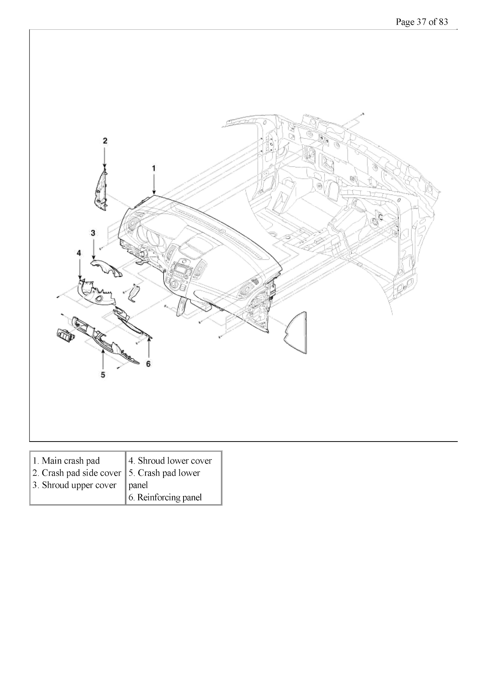 2011 Kia Forte Repair Manual, Dashboard Components