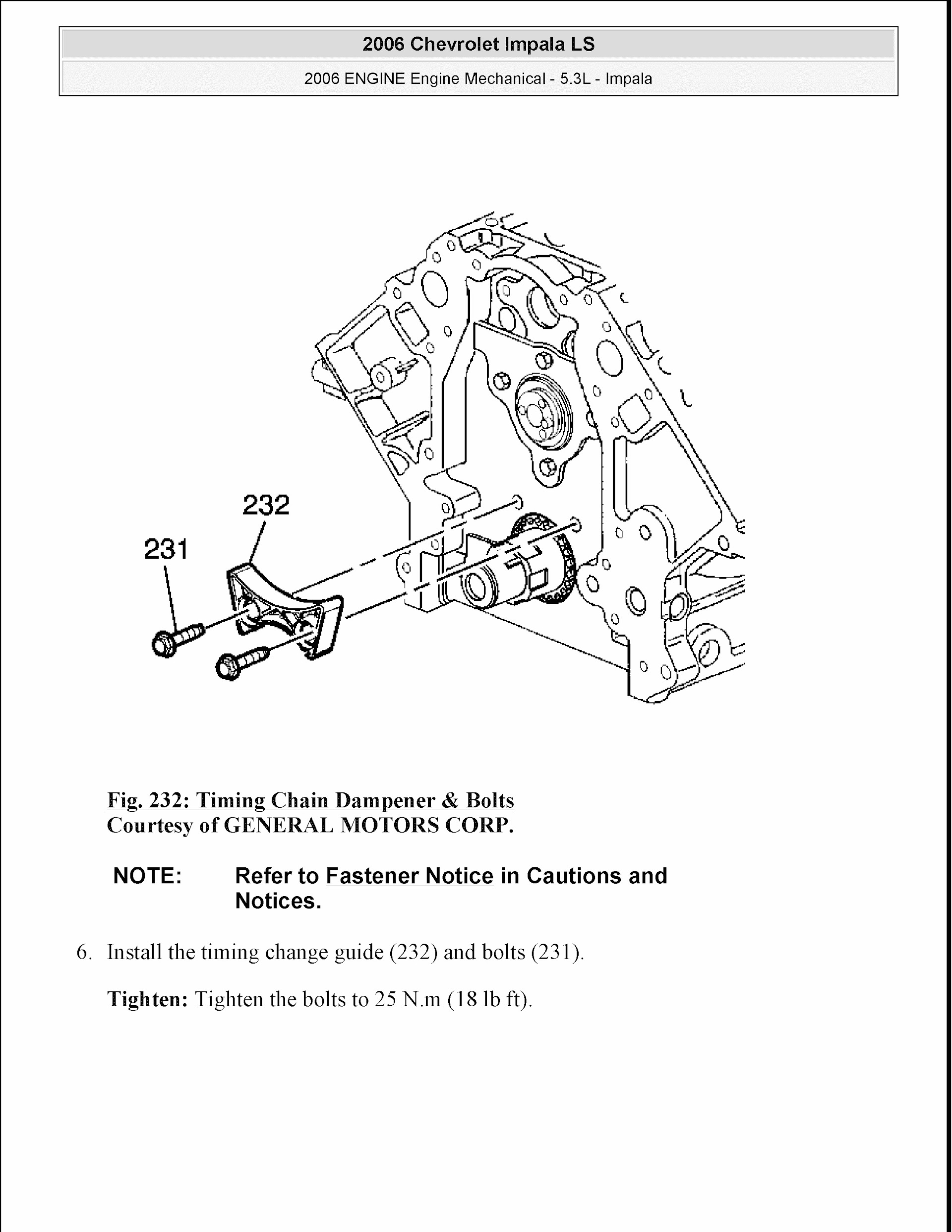 2006-2010 Chevrolet Impala Repair Manual, Engine Mechanical 5.3L Engine