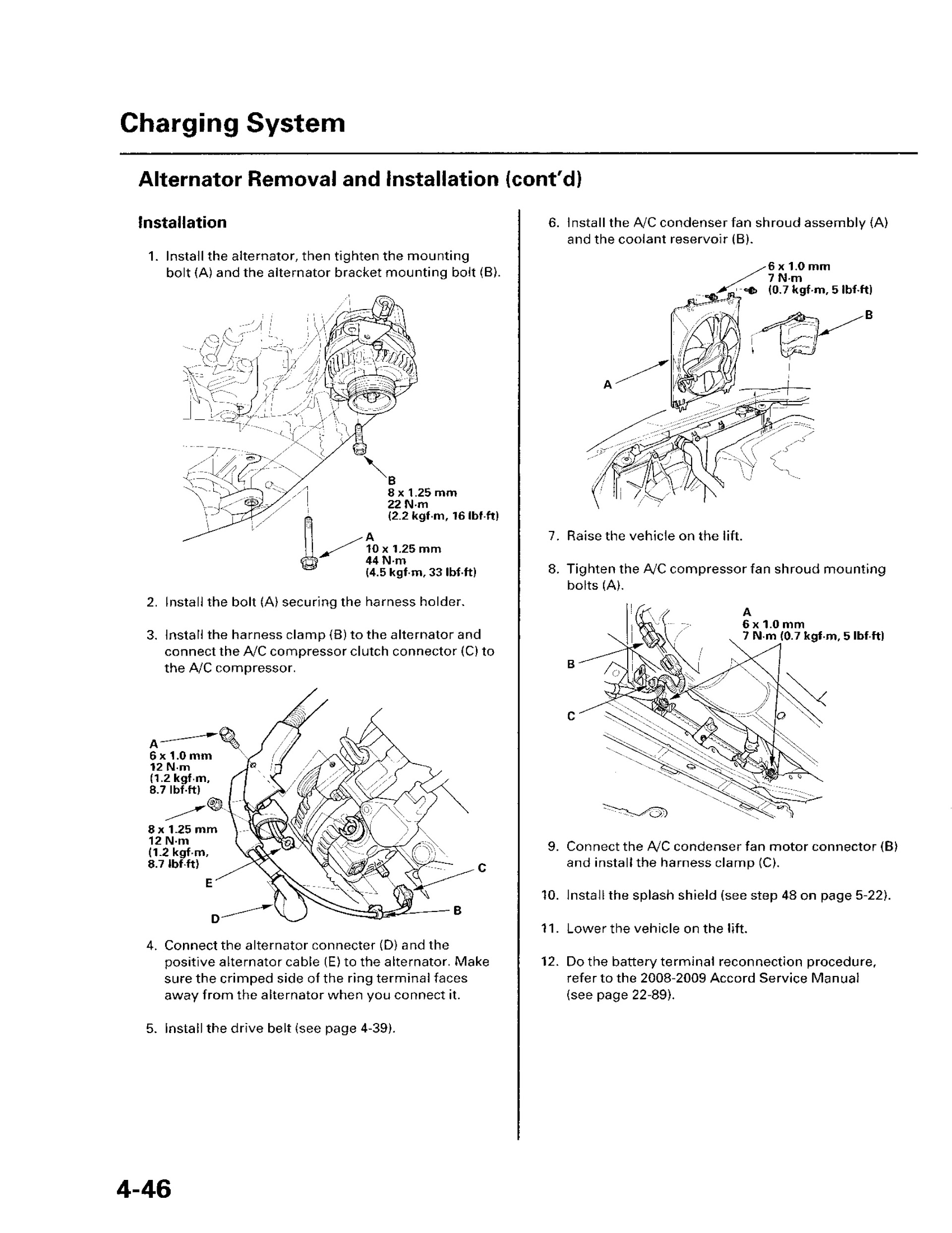 Honda Accord Repair Manual (2008–2010) PDF, Charging System